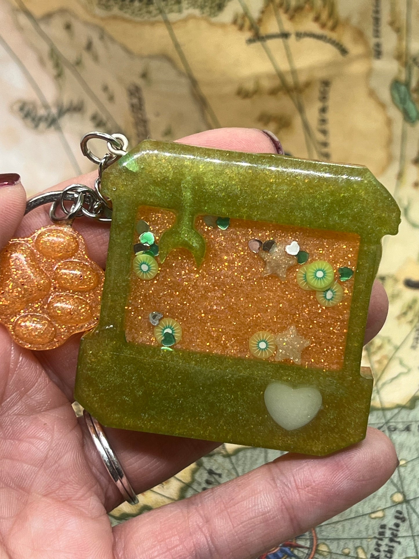 Fruity claw machine shaker keychain