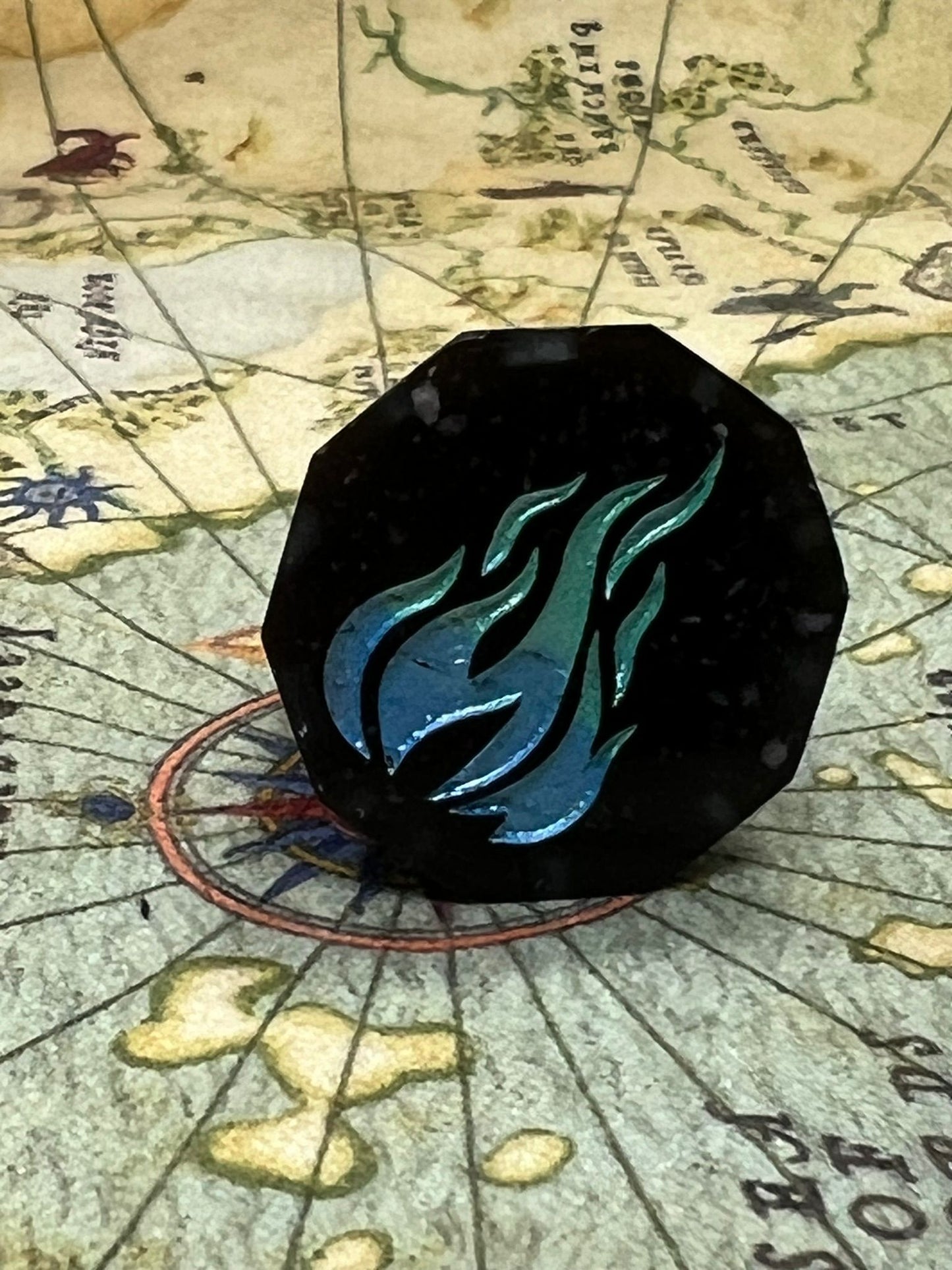 Obsidian Firebolt D10 Handmade Resin Dice