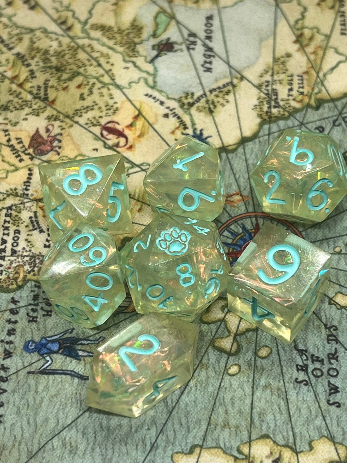 Vallis Crystal Handmade Sharp Edge Resin Dice Sets