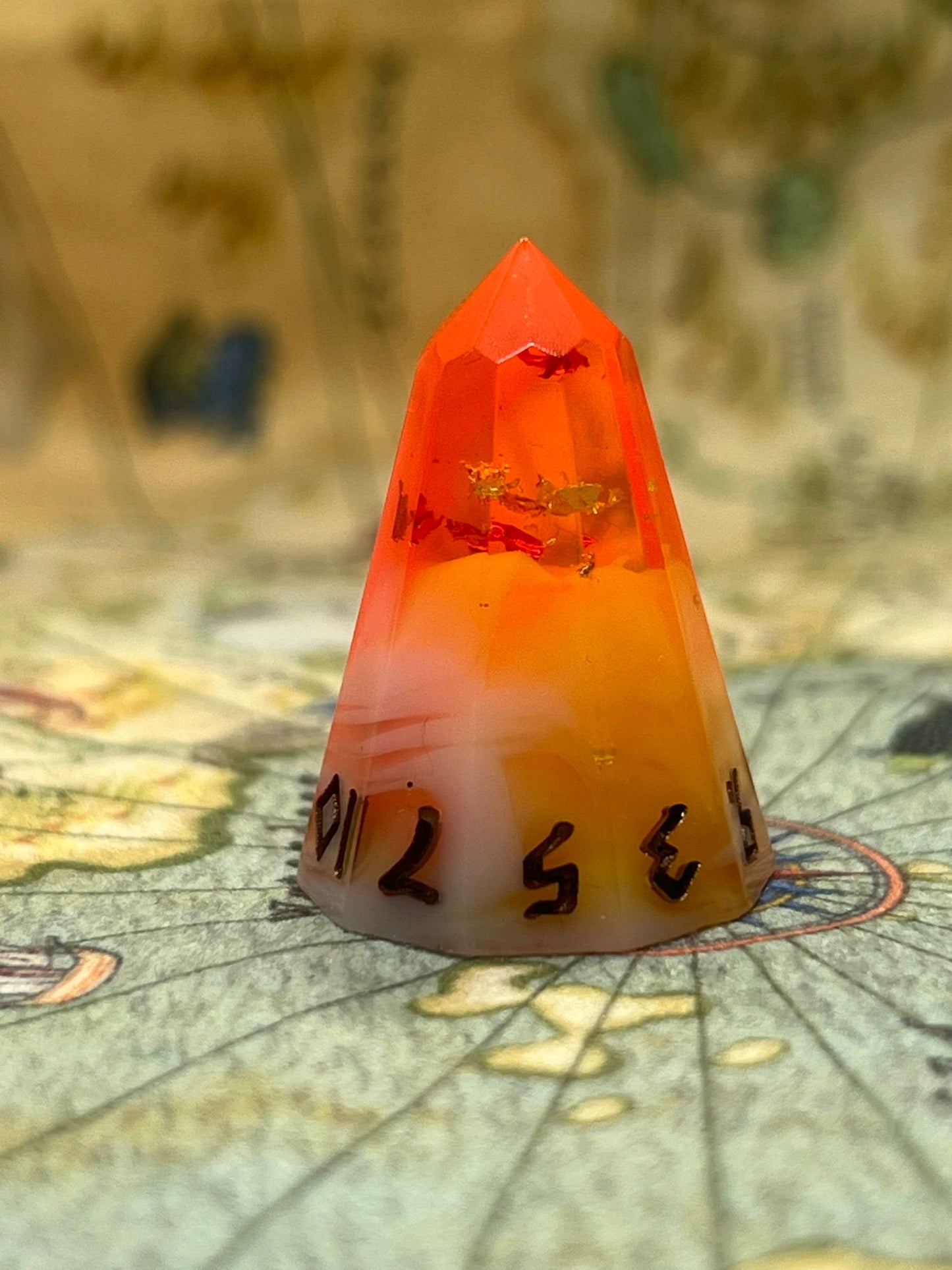 Candycorn Firebolt D10 Handmade Resin Dice