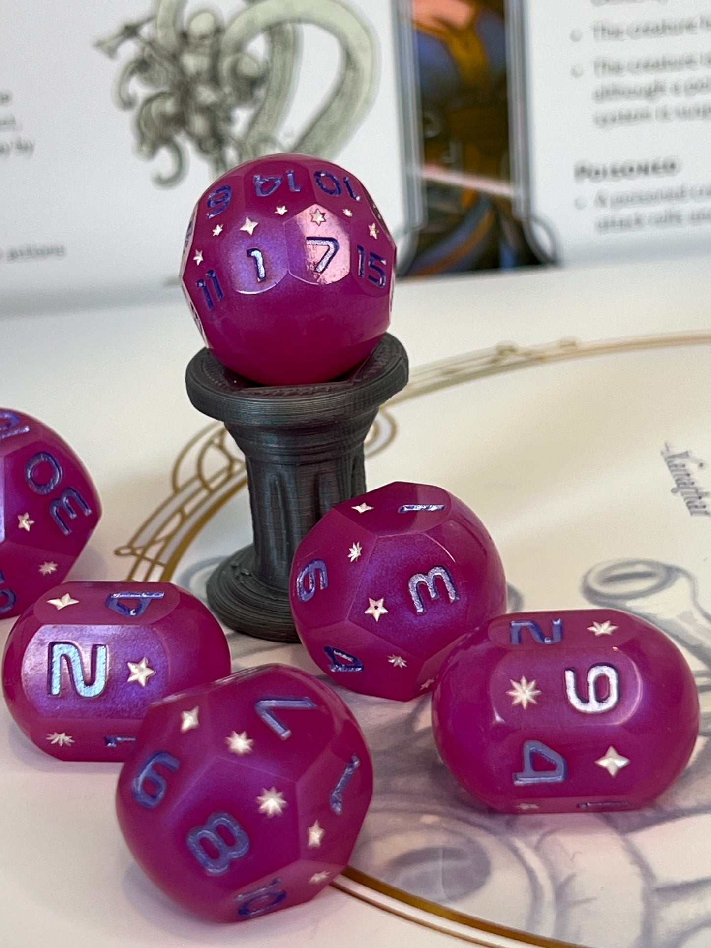 On Wednesdays We Wear Pink Handmade Orb Resin Dice Set