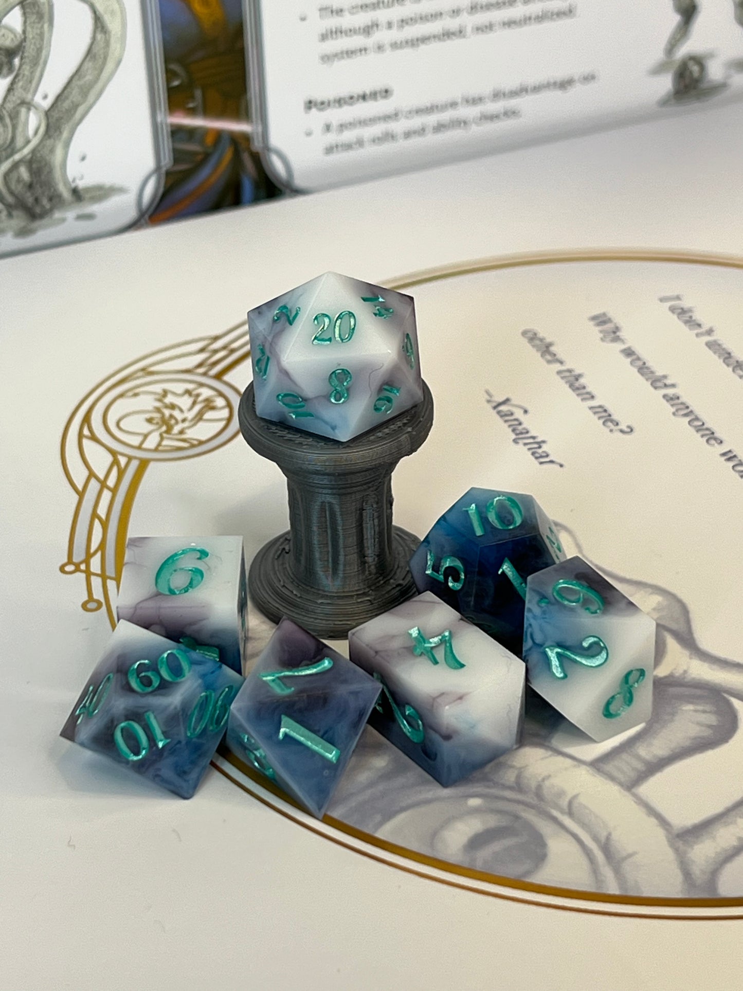 Oceans Storm Handmade Shape Edge Resin Dice Set