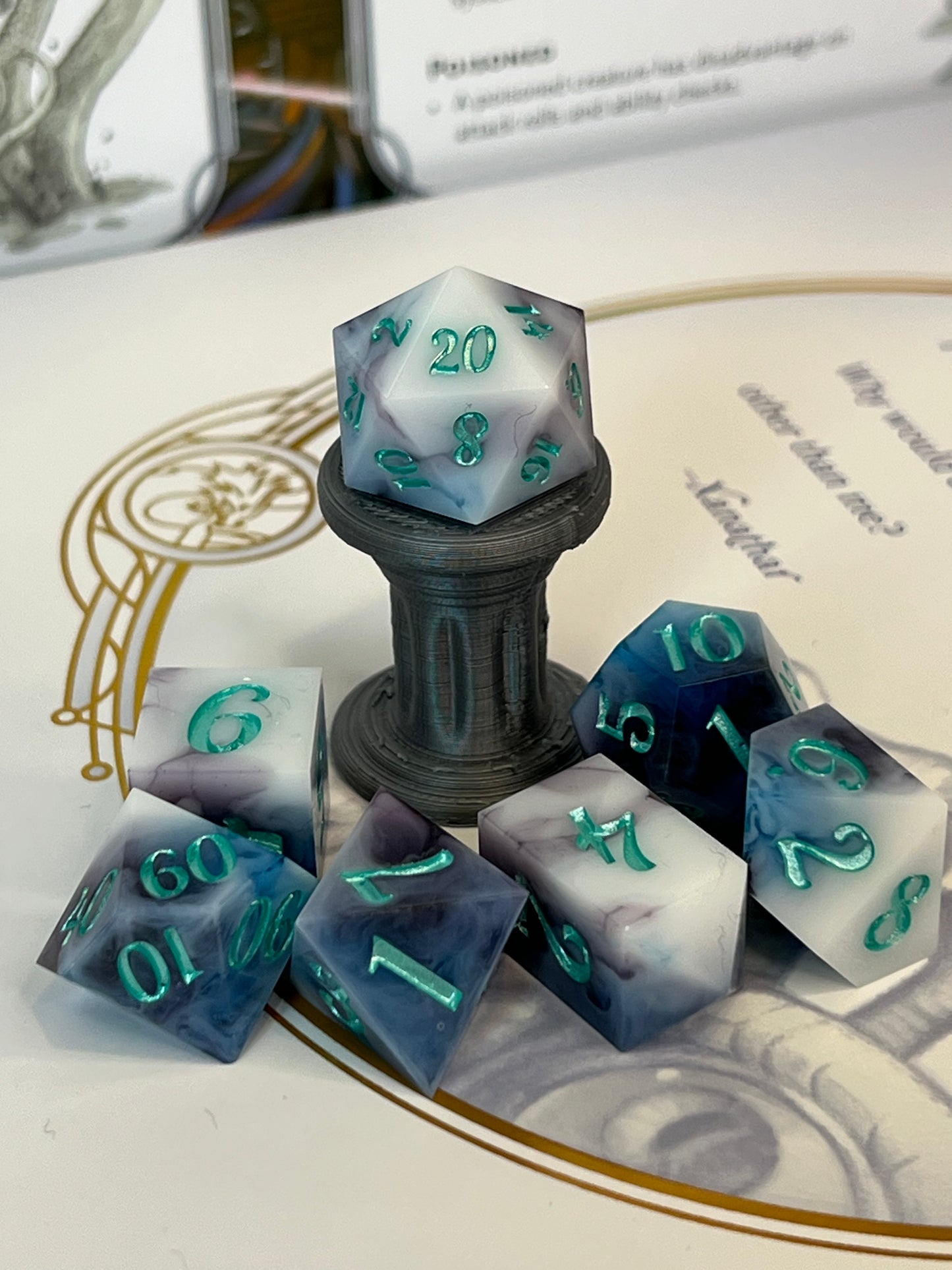 Oceans Storm Handmade Shape Edge Resin Dice Set