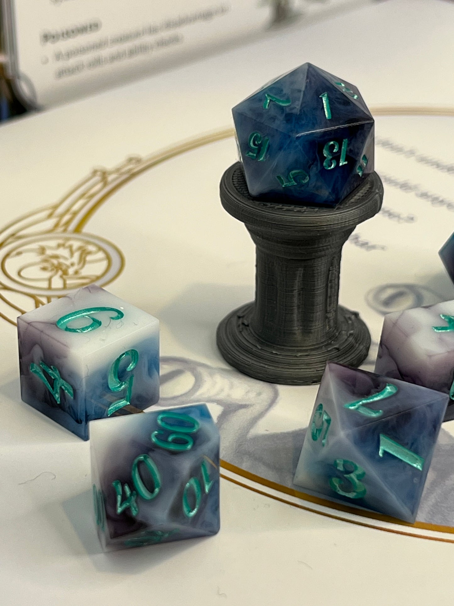 Oceans Storm Handmade Shape Edge Resin Dice Set