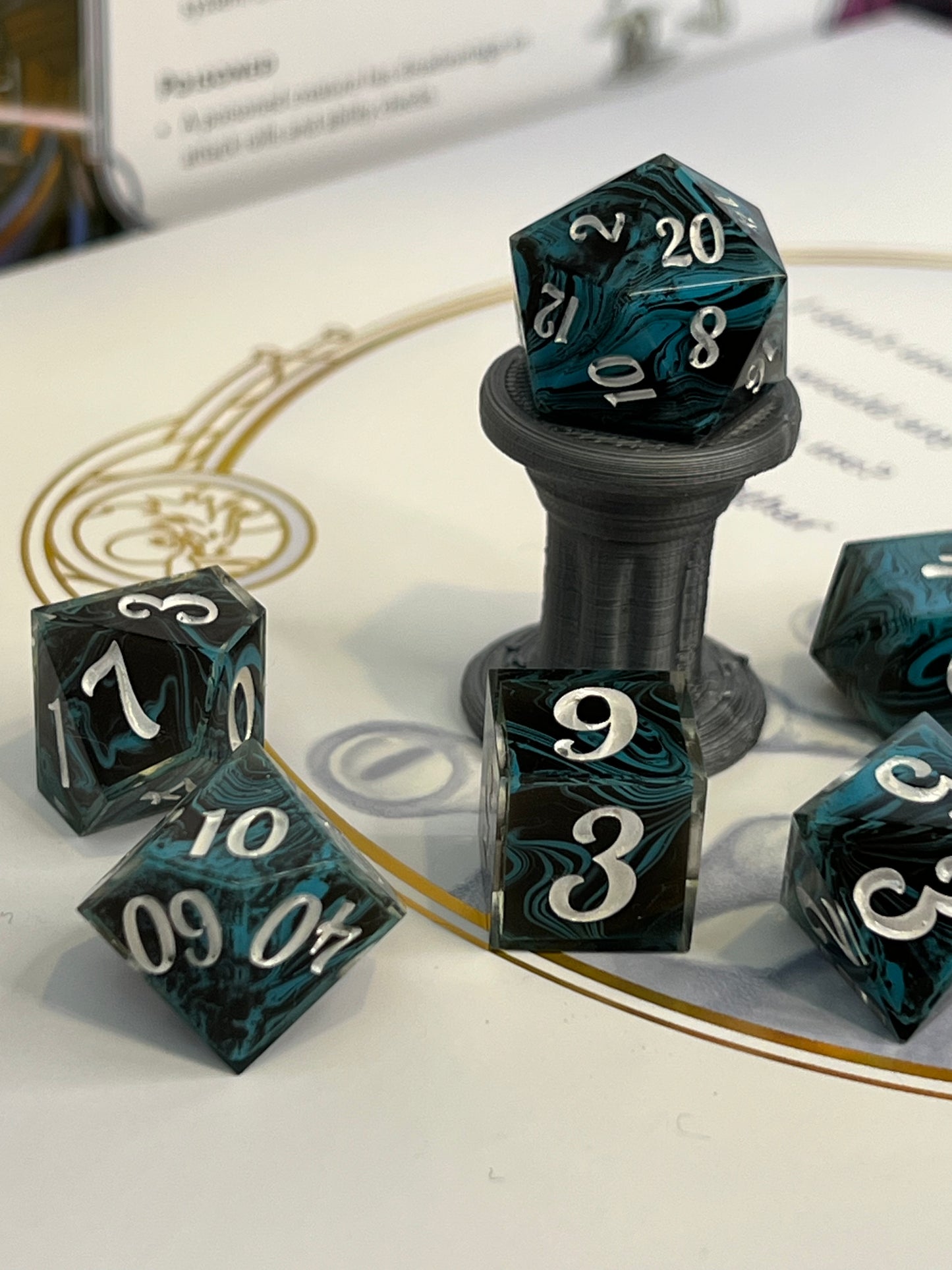 Siren Swirl Handmade Sharp Edge Resin Dice Set