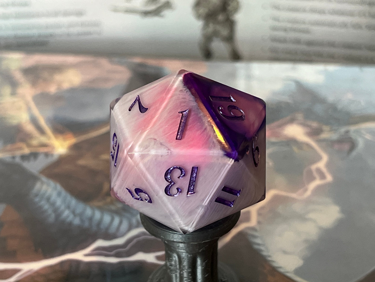Purple Rain Handmade 35MM Resin Chonk D20