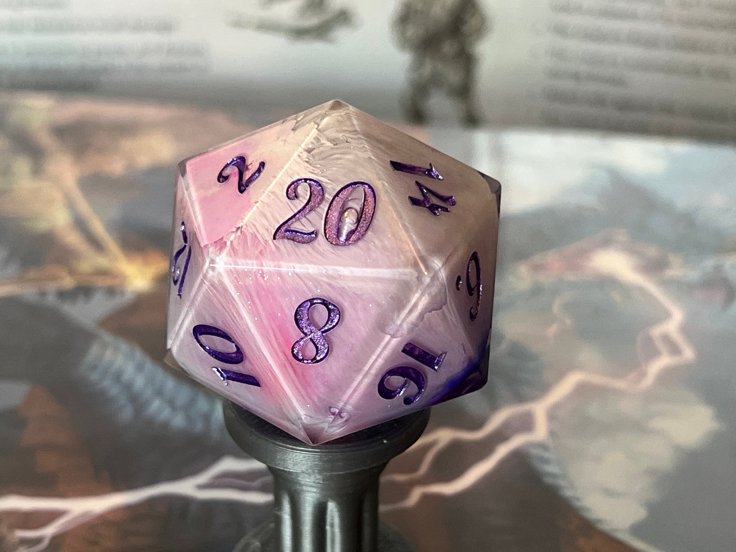 Purple Rain Handmade 35MM Resin Chonk D20