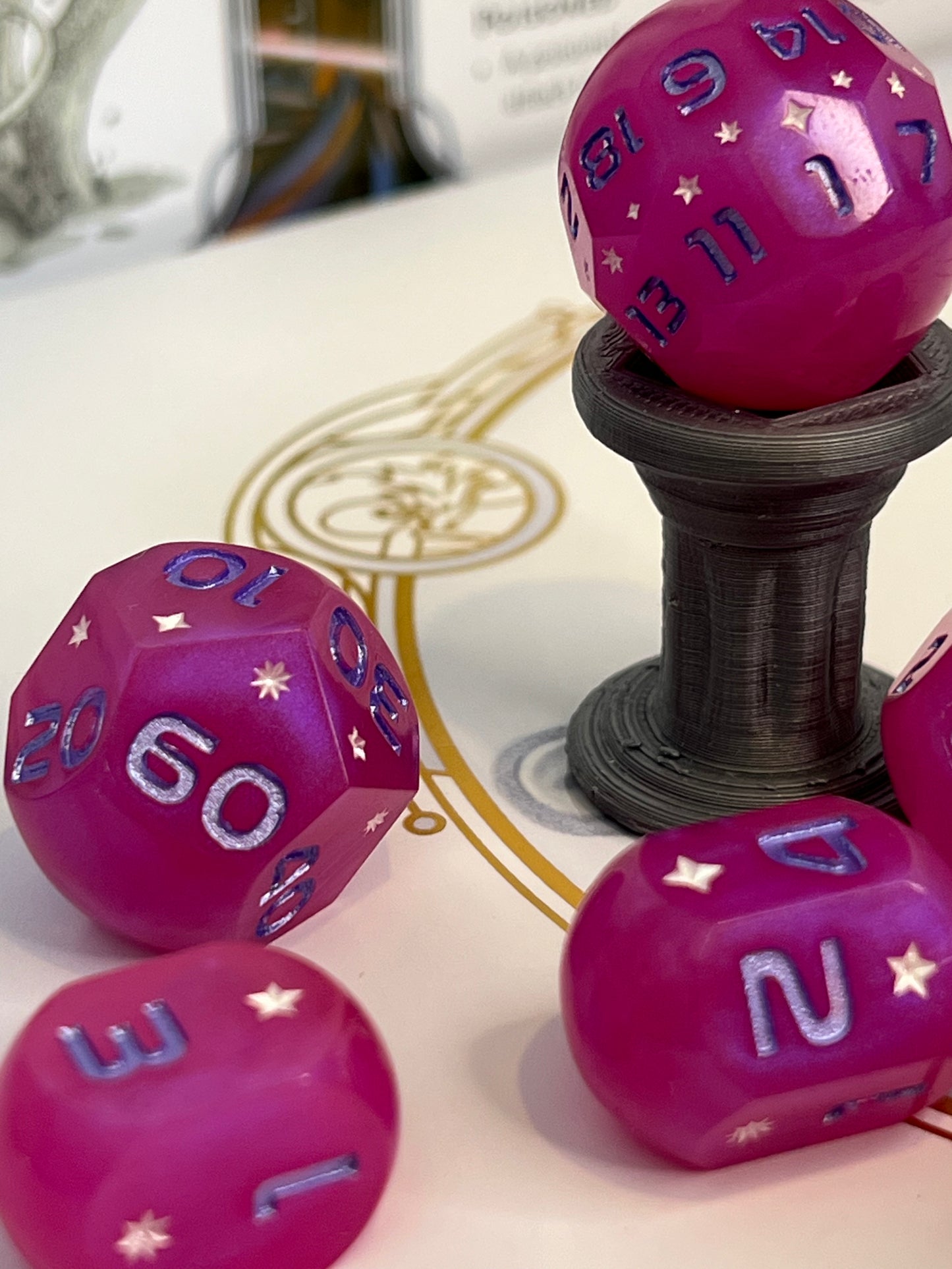 On Wednesdays We Wear Pink Handmade Orb Resin Dice Set