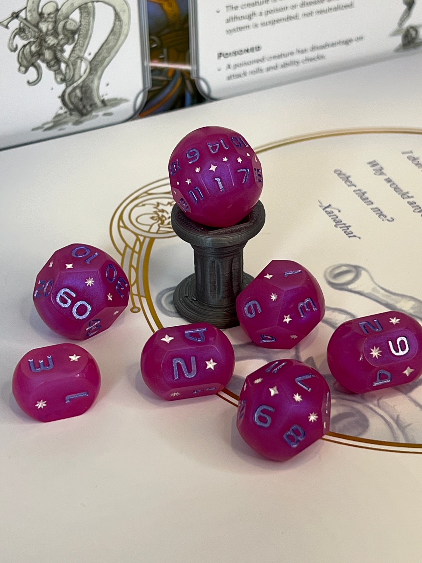 On Wednesdays We Wear Pink Handmade Orb Resin Dice Set