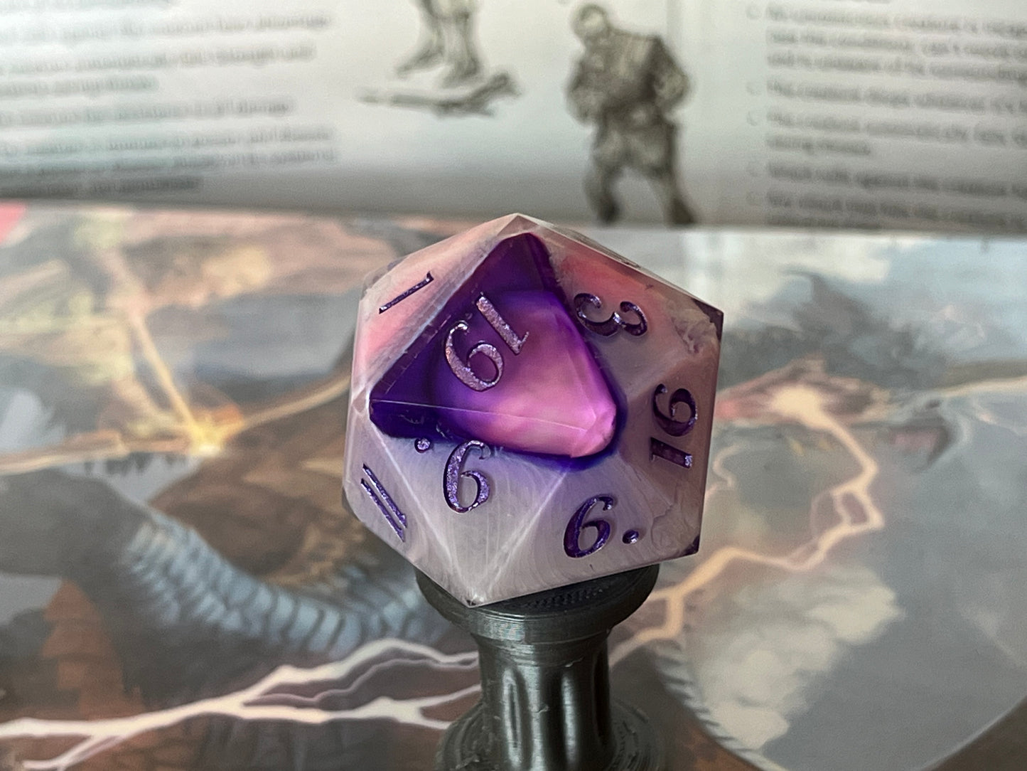 Purple Rain Handmade 35MM Resin Chonk D20
