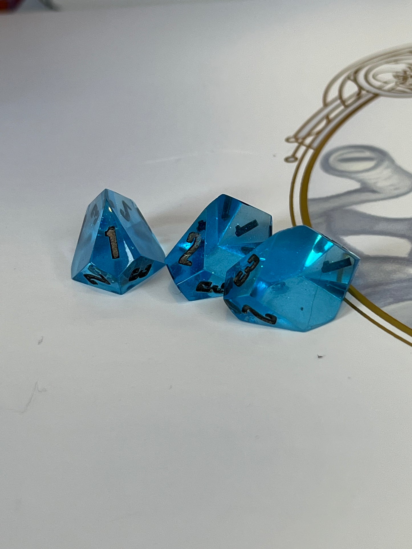 Sapphire Handmade 3 X D3 Resin Dice Set