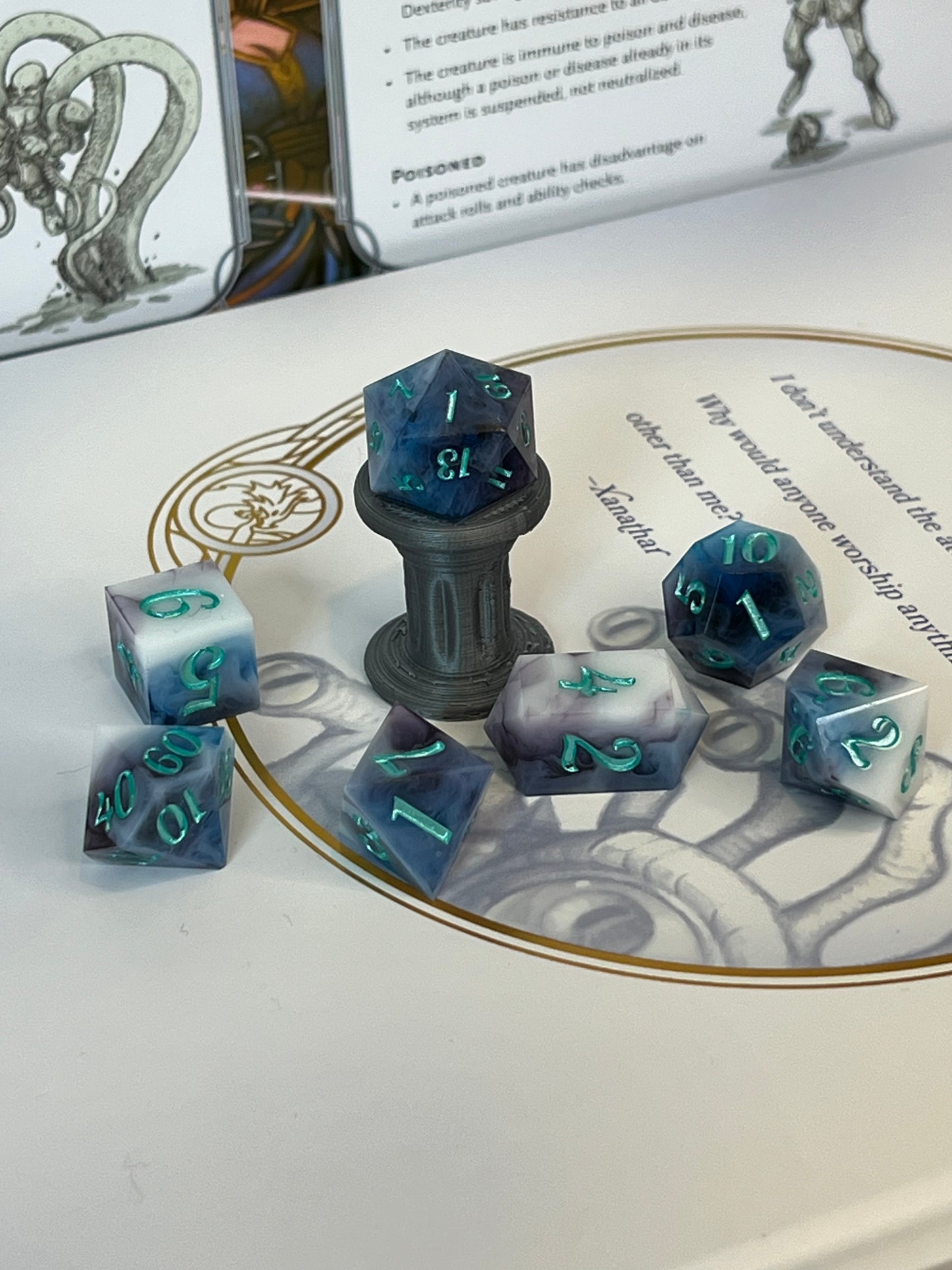 Oceans Storm Handmade Shape Edge Resin Dice Set
