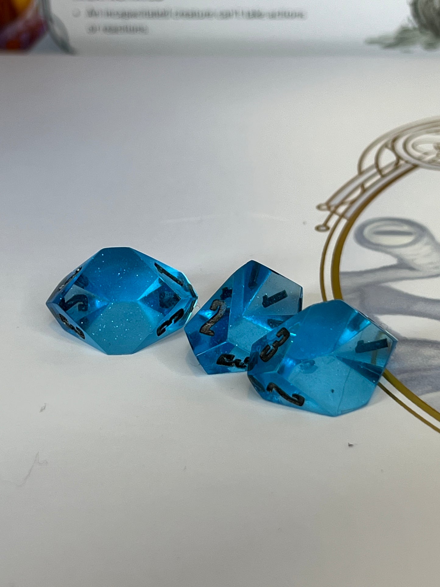 Sapphire Handmade 3 X D3 Resin Dice Set