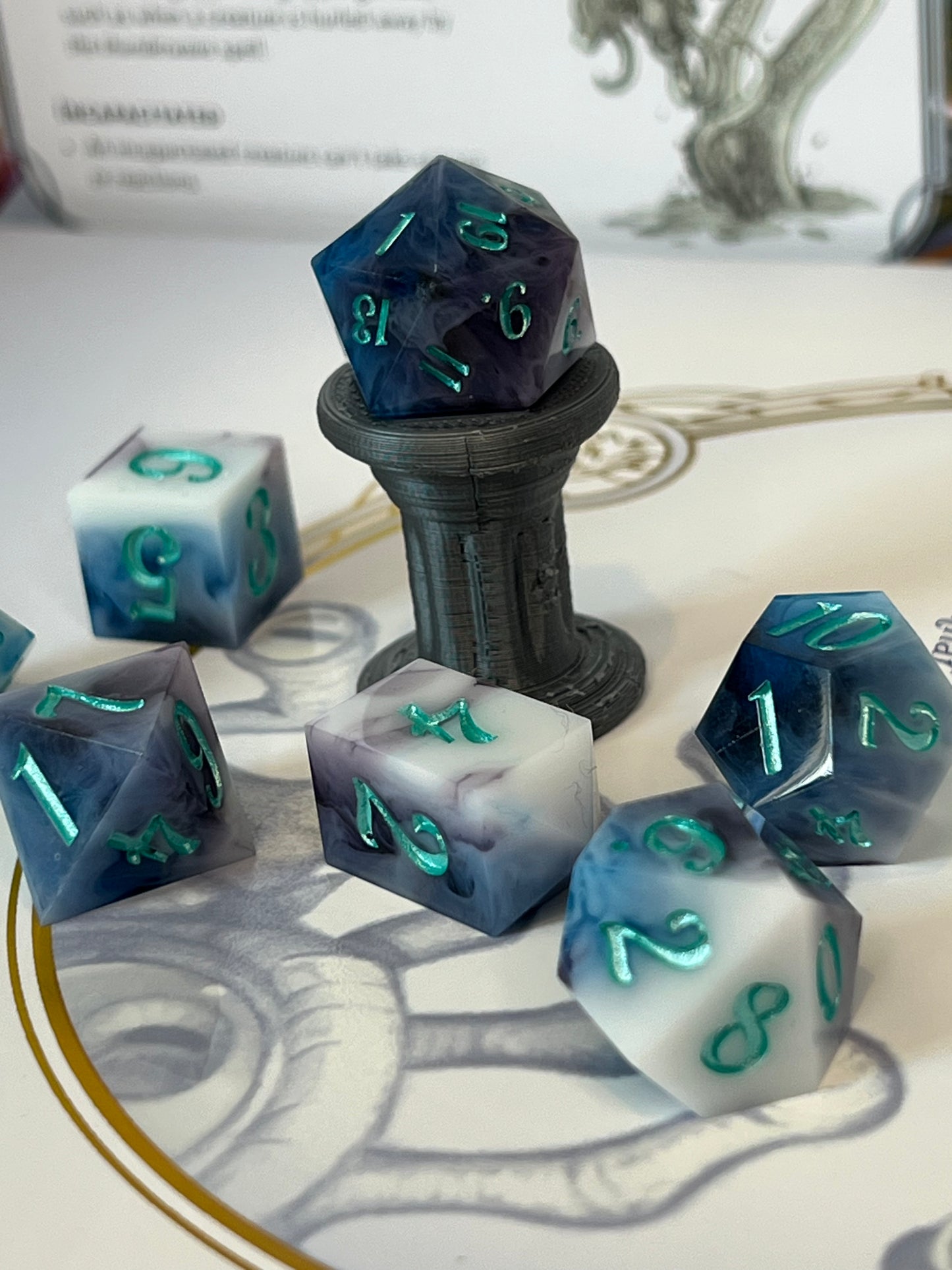 Oceans Storm Handmade Shape Edge Resin Dice Set