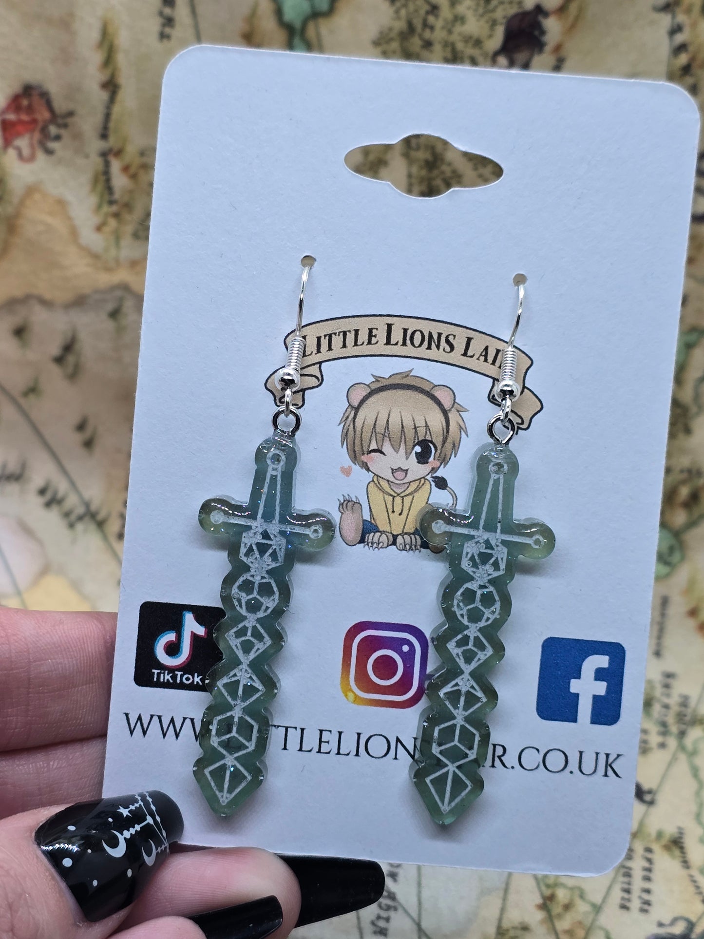 Dice sword earrings!