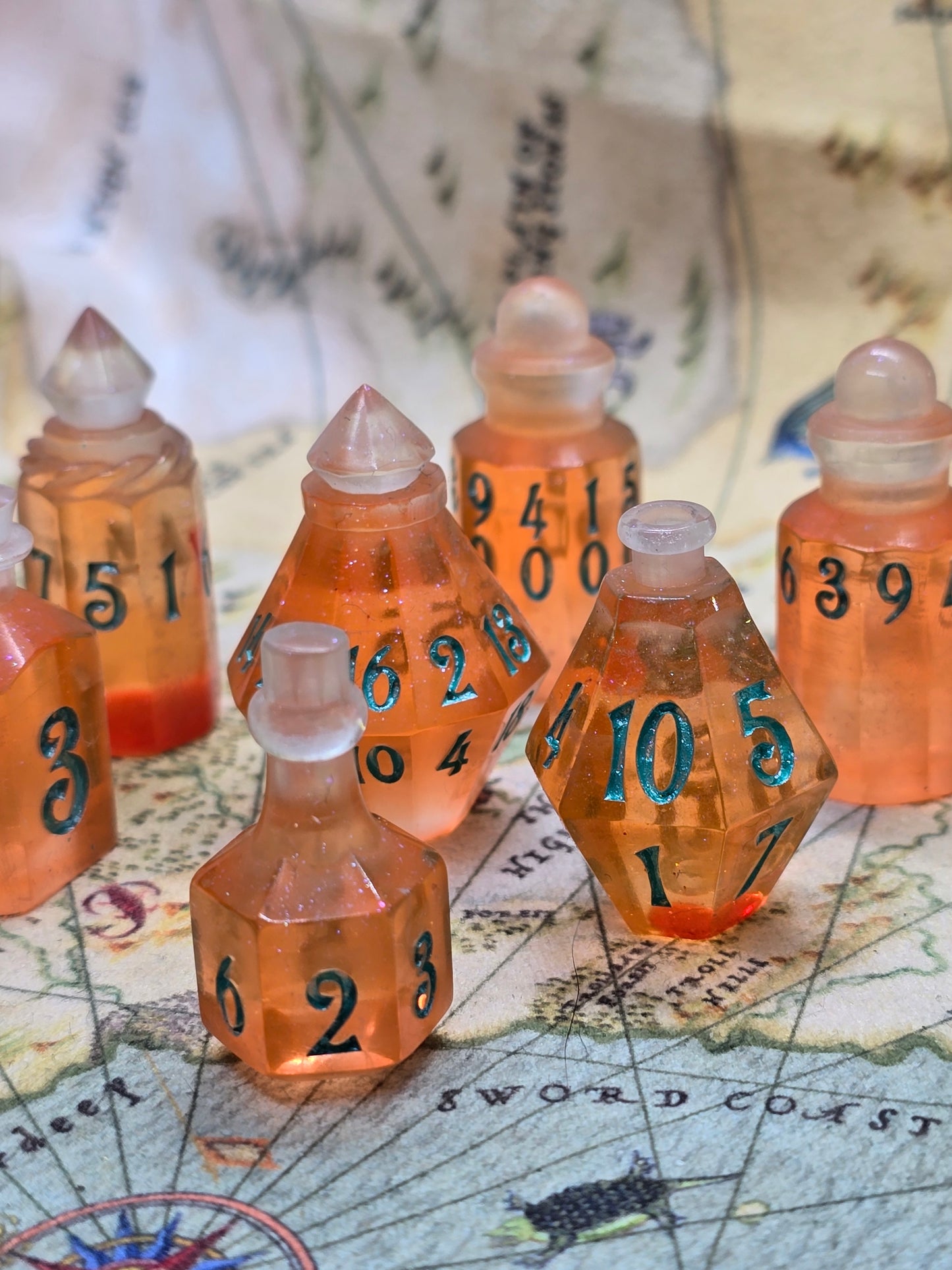 Ice pops handmade 7 piece potion bottle dice
