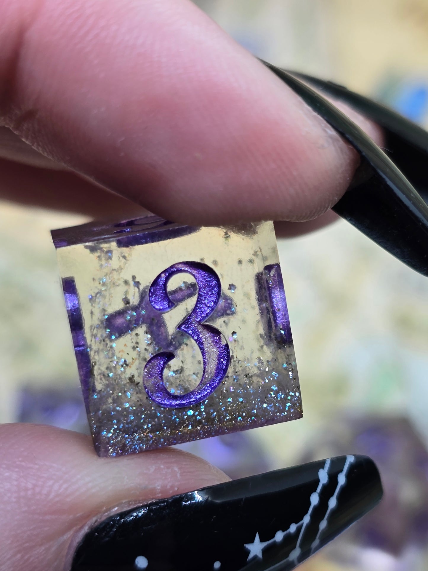 Purple gem handmade dice set