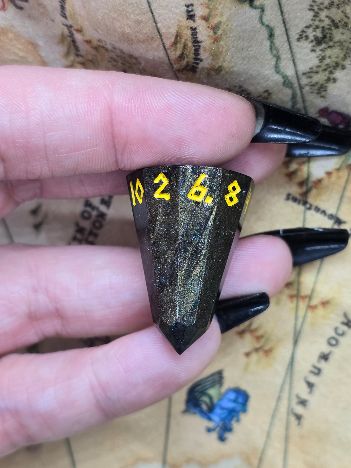 Dark treasure firebolt D10 handmade dice