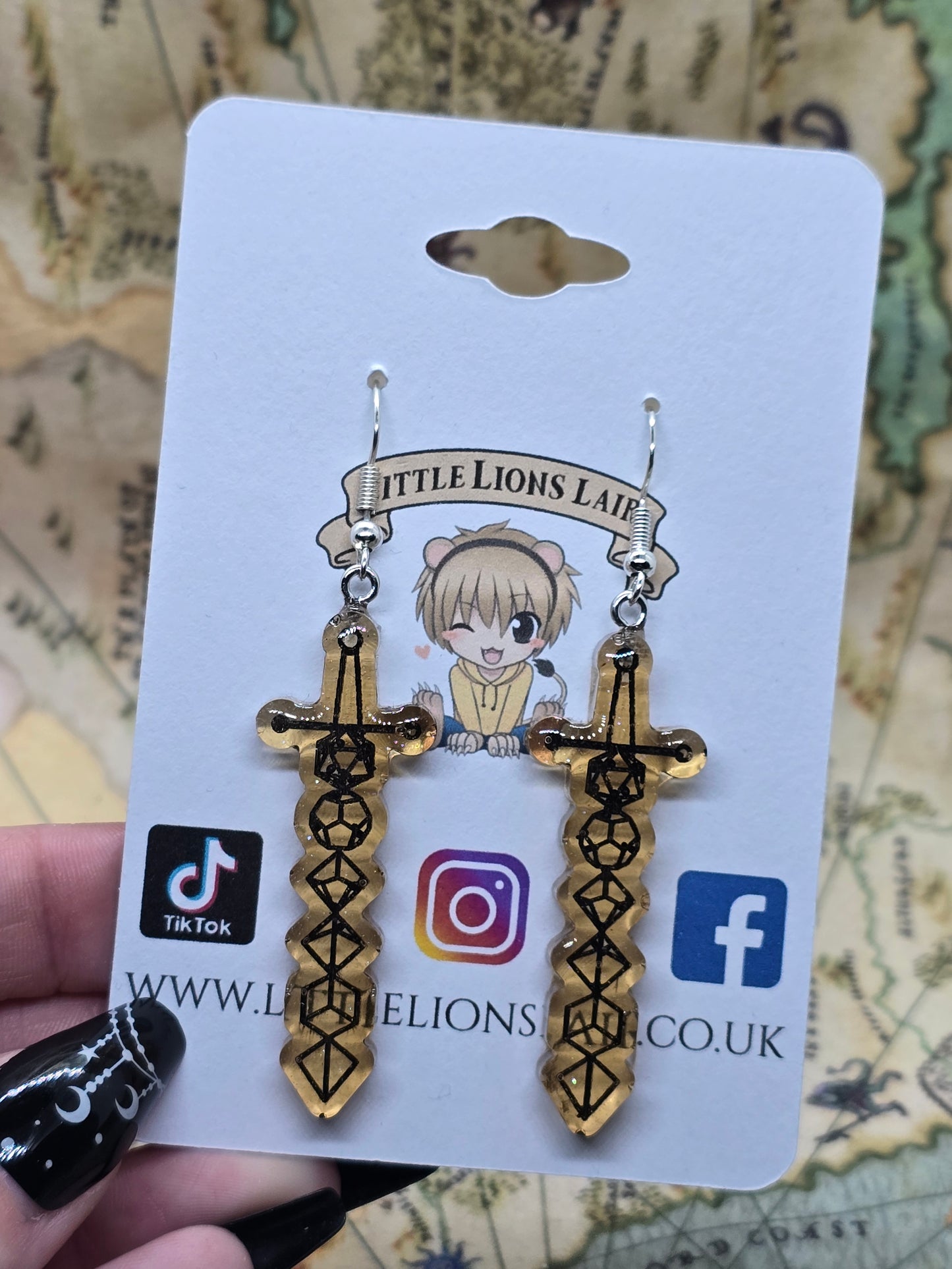 Dice sword earrings!