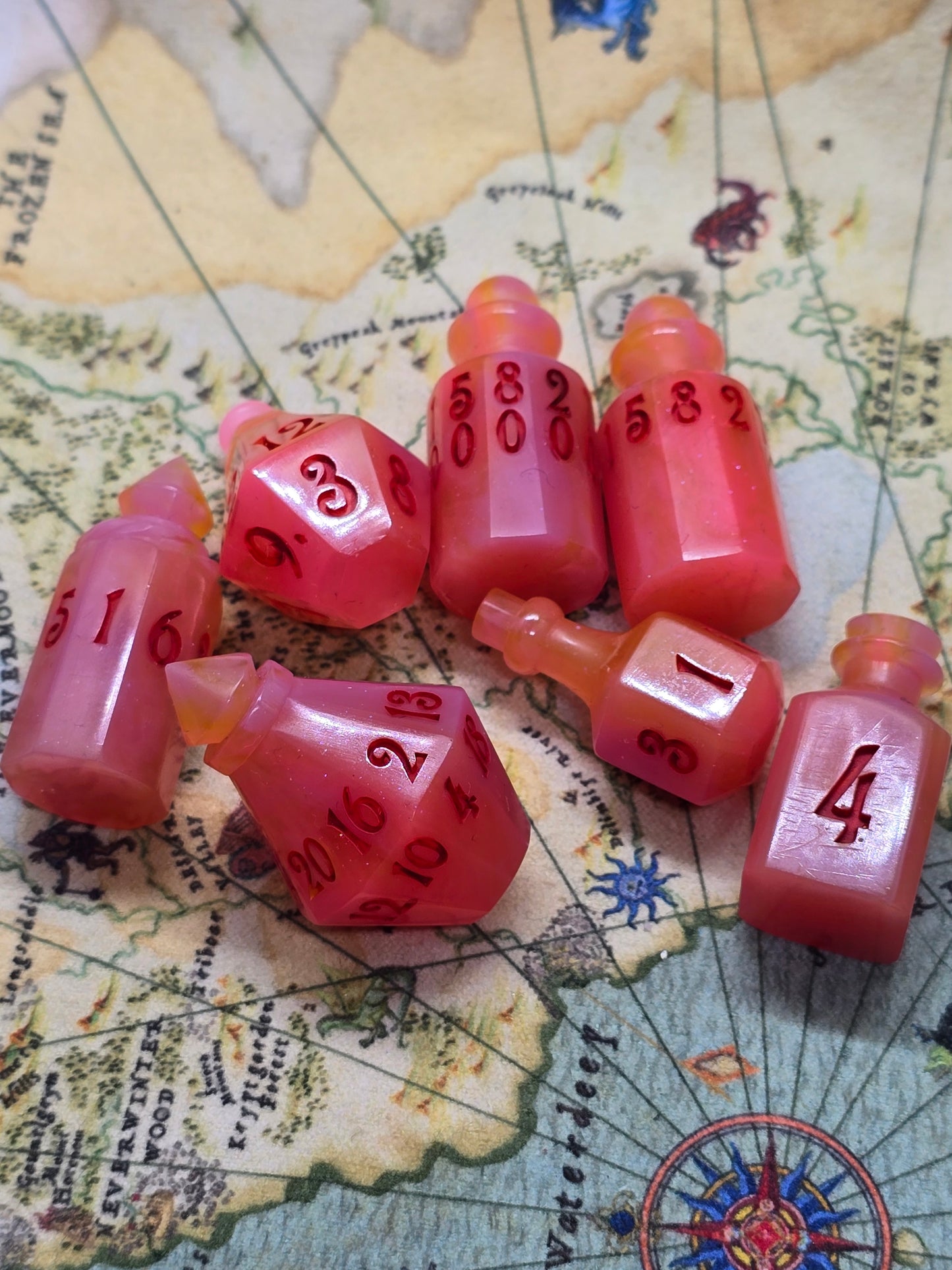 Fruit salad handmade potion bottle dice