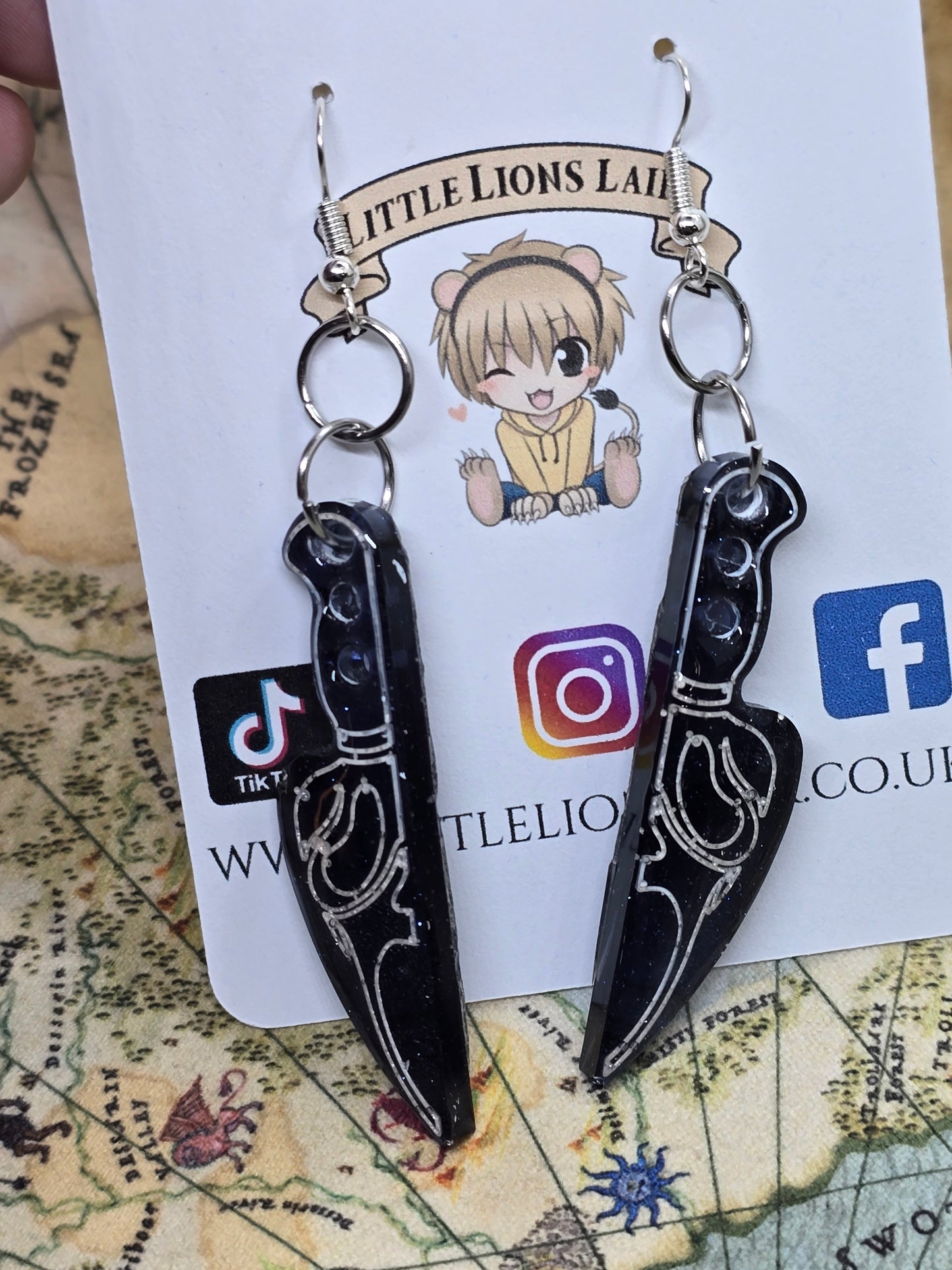 Ghost face knife earrings