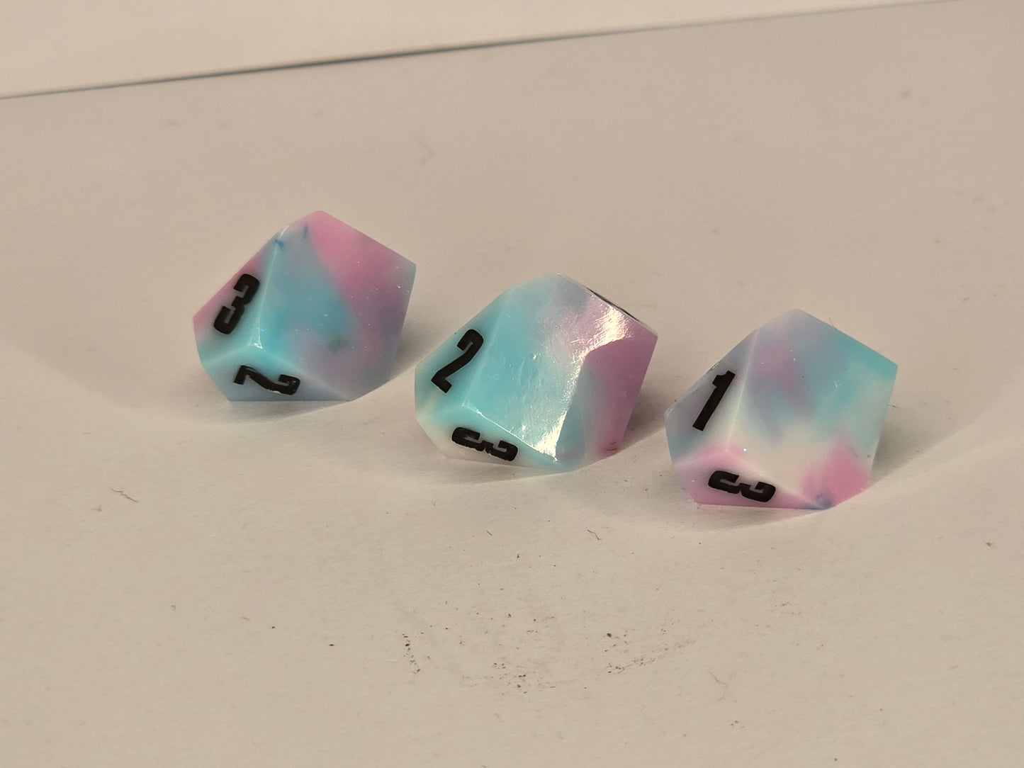 Trans flag inspired Handmade D3 dice