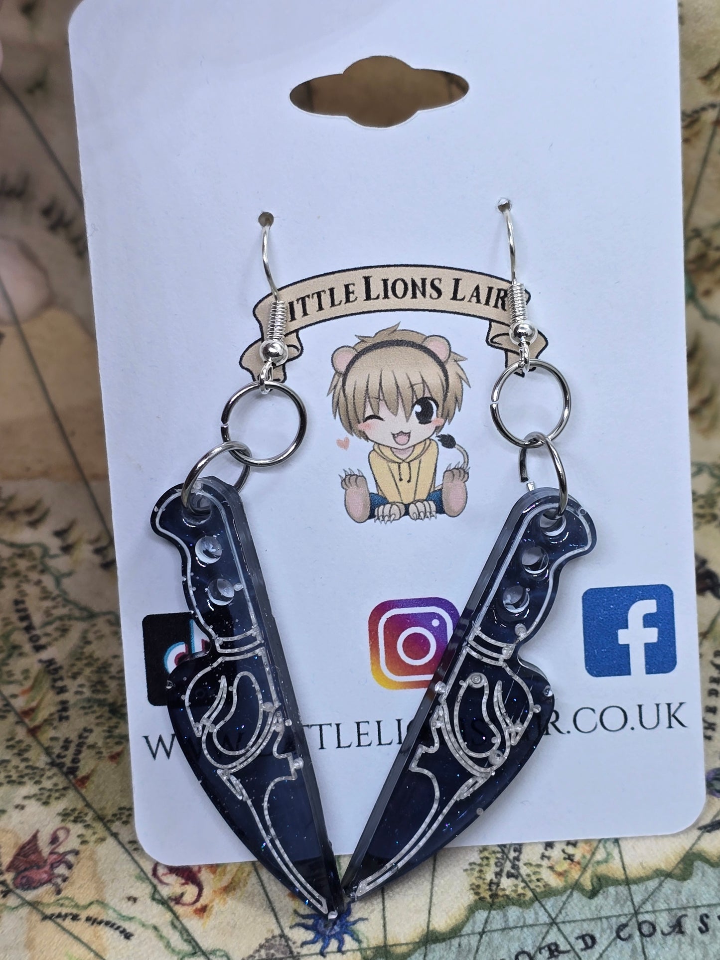 Ghost face knife earrings
