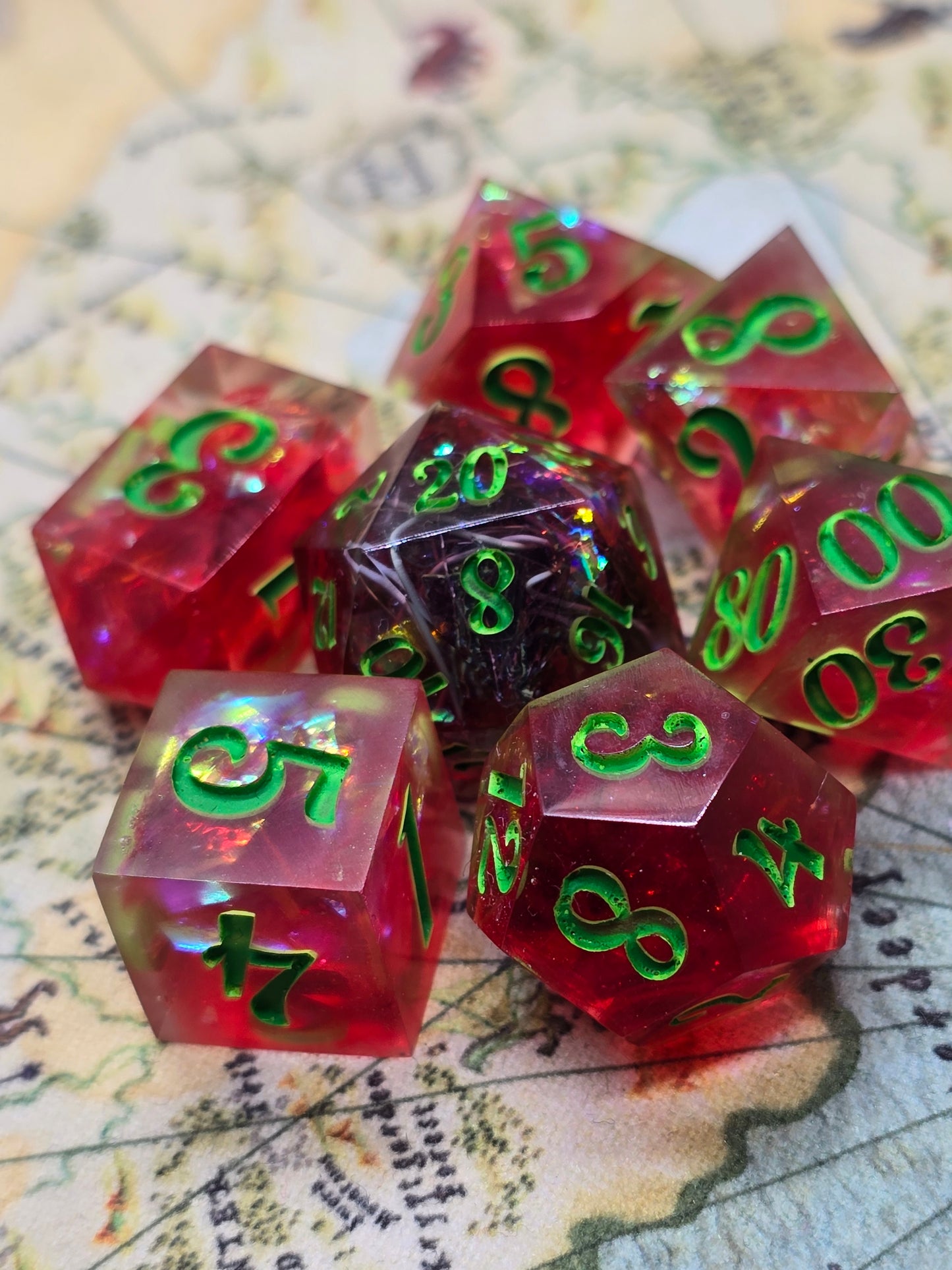 Red party handmade dice set