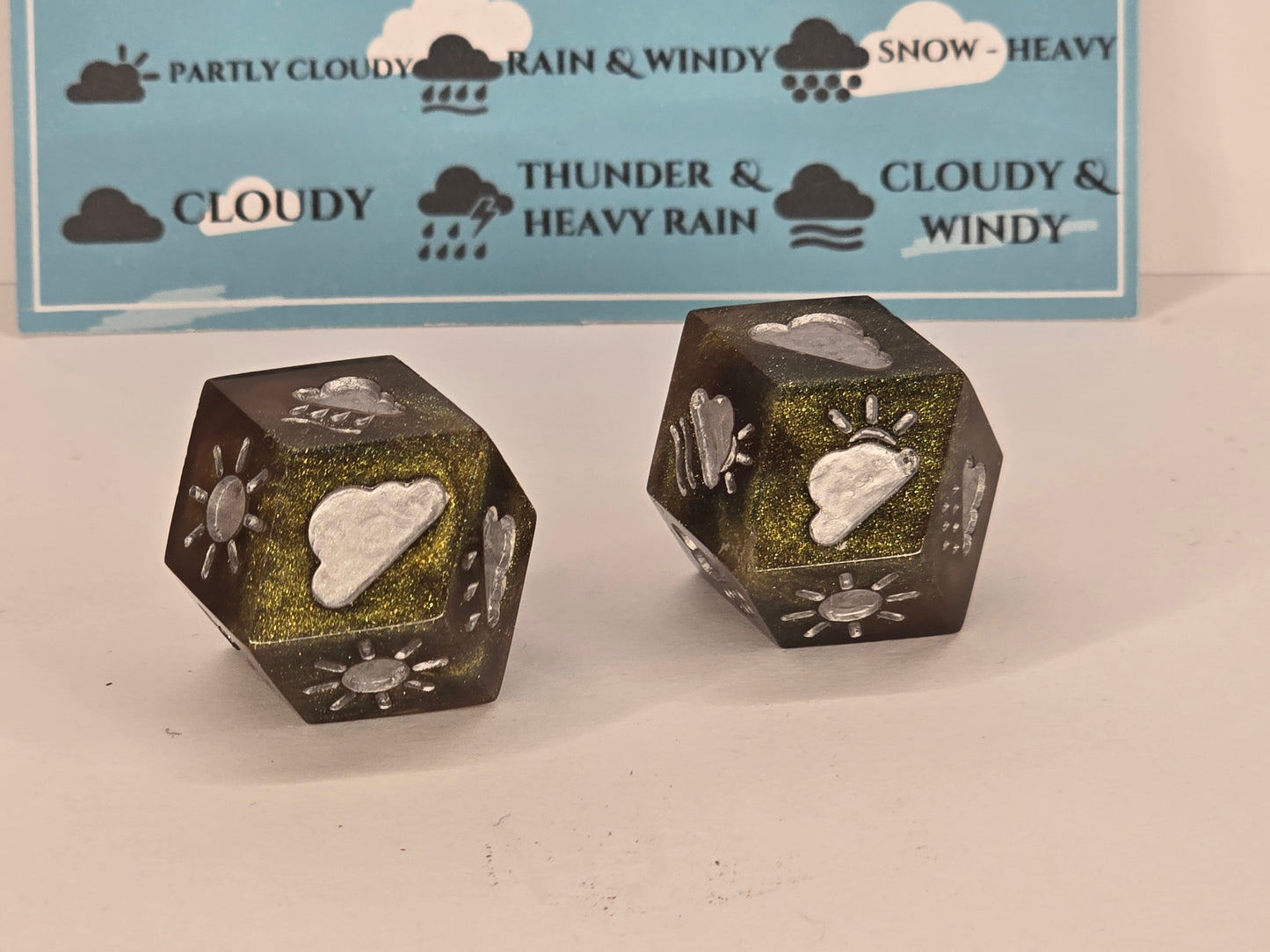 Handmade weather dice