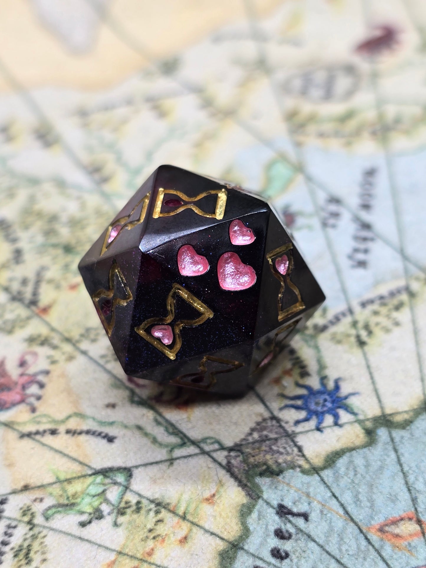 Dark and stormy death save handmade dice