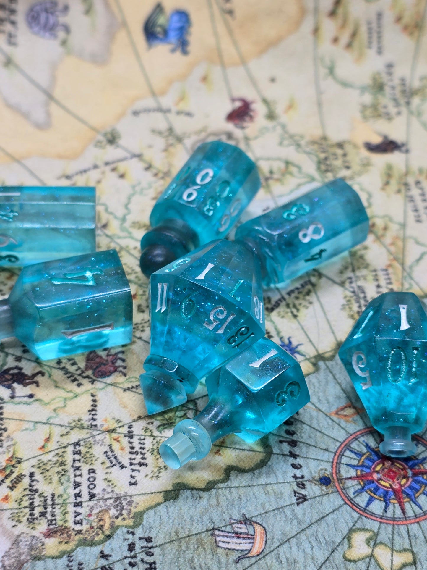 Water breathing potion bottle handmade dice