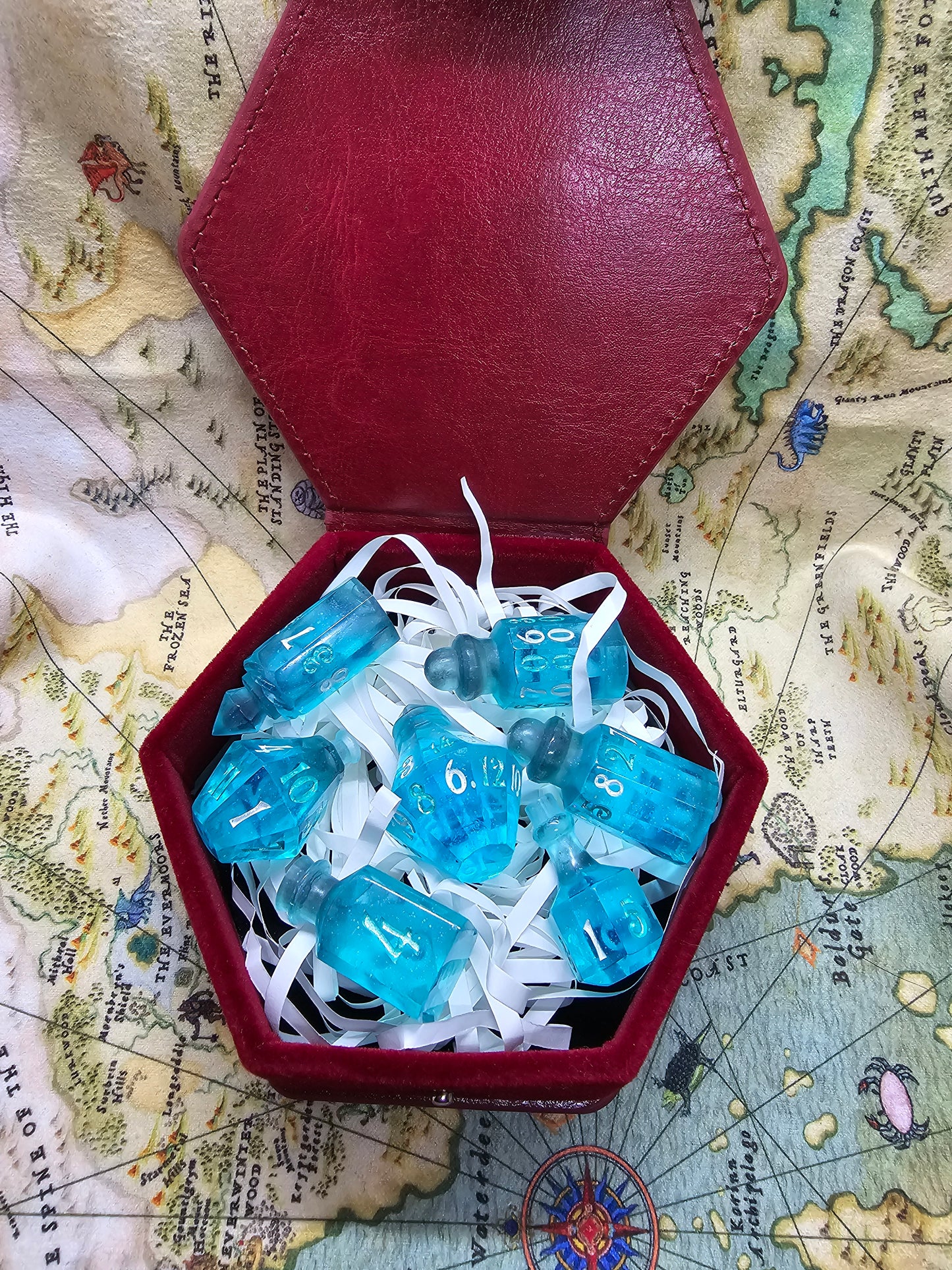 Water breathing potion bottle handmade dice