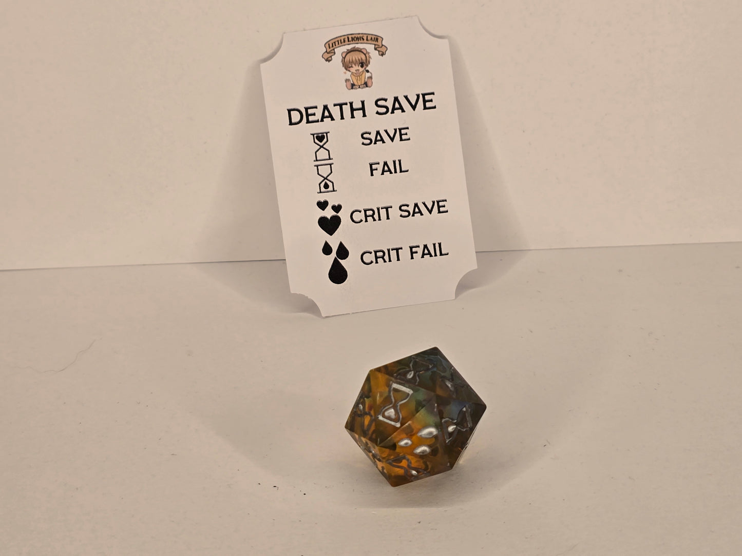 Rainbow handmade death save dice