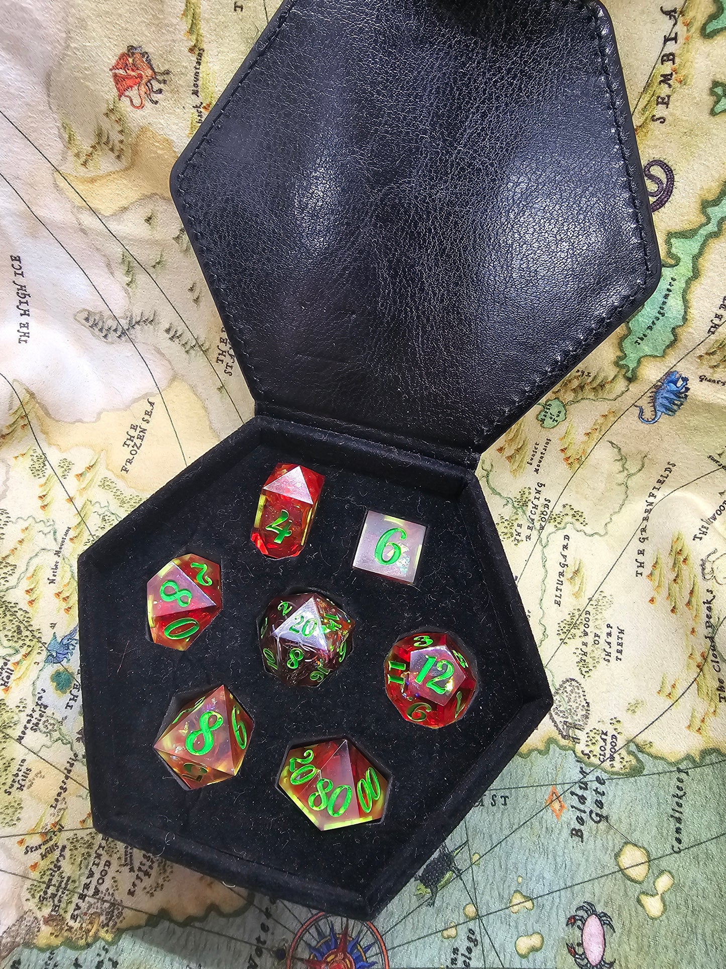 Red party handmade dice set