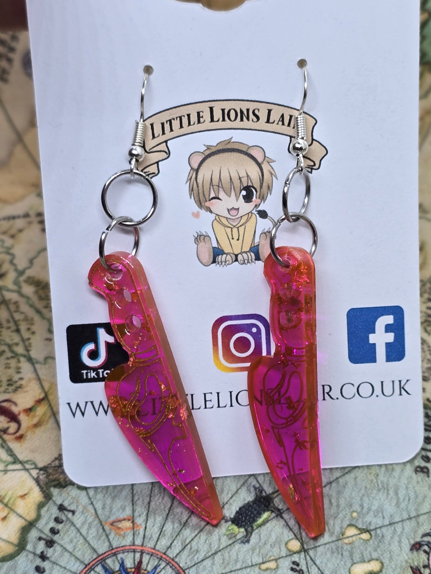 Ghost face knife earrings