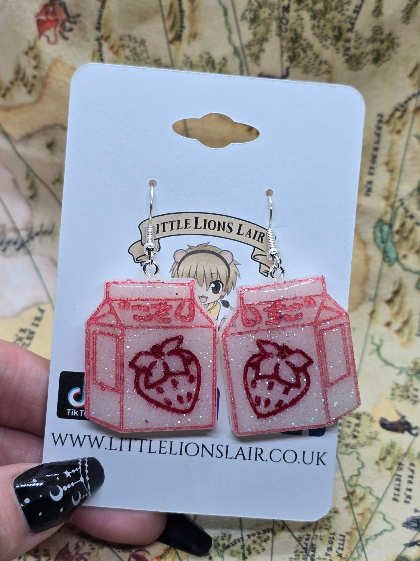 Kawaii strawberry milk earrings