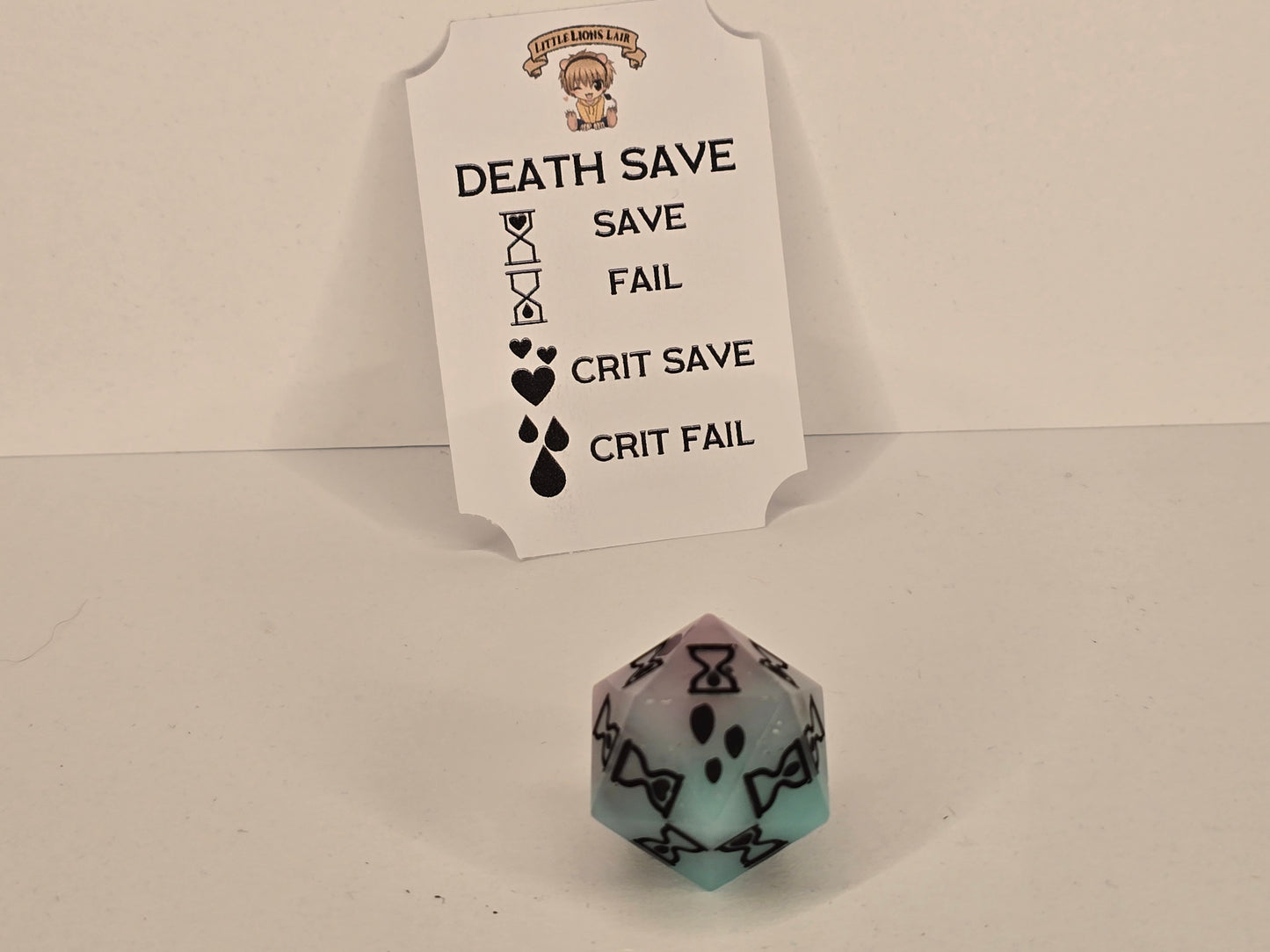 Cotton candy handmade Death save dice