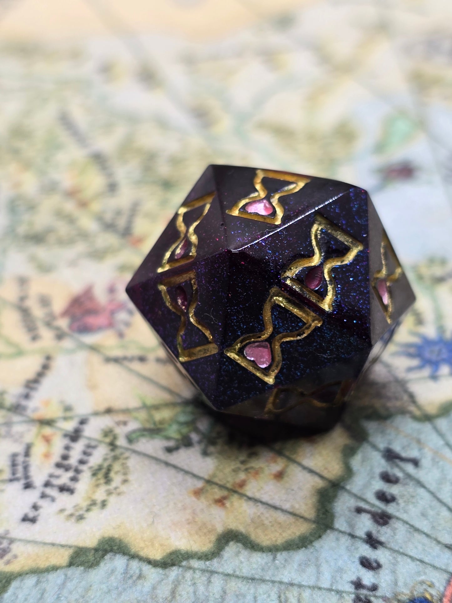 Dark and stormy death save handmade dice