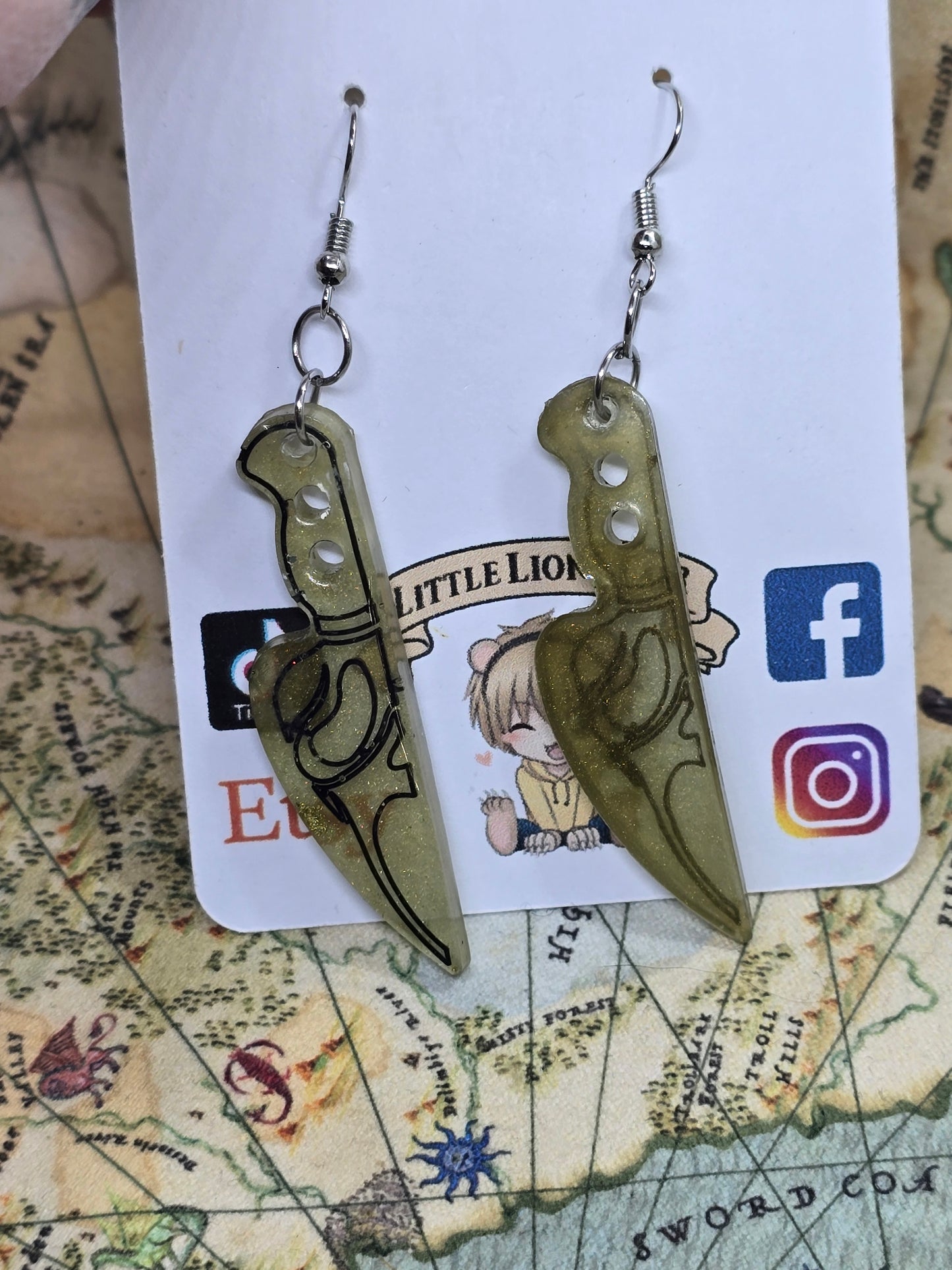 Ghost face knife earrings