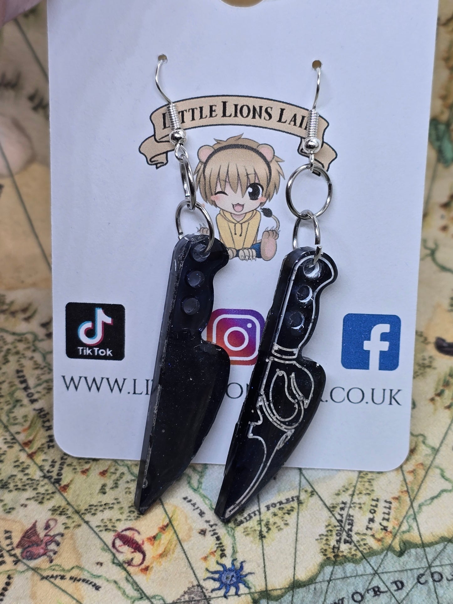 Ghost face knife earrings