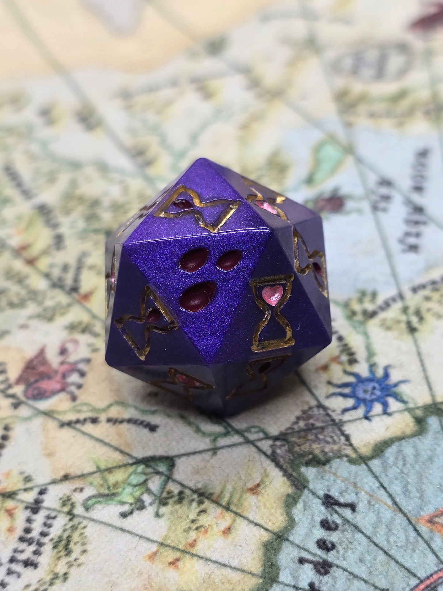 Purple nurple death save handmade dice