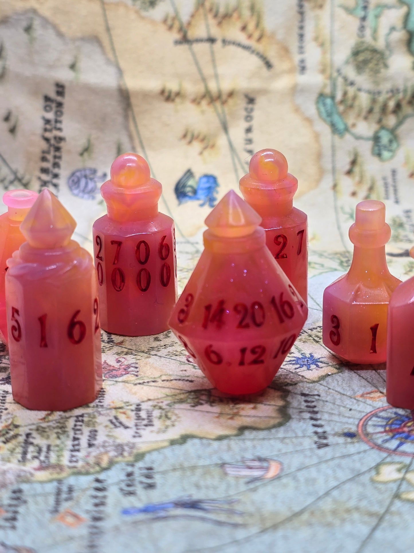 Fruit salad handmade potion bottle dice
