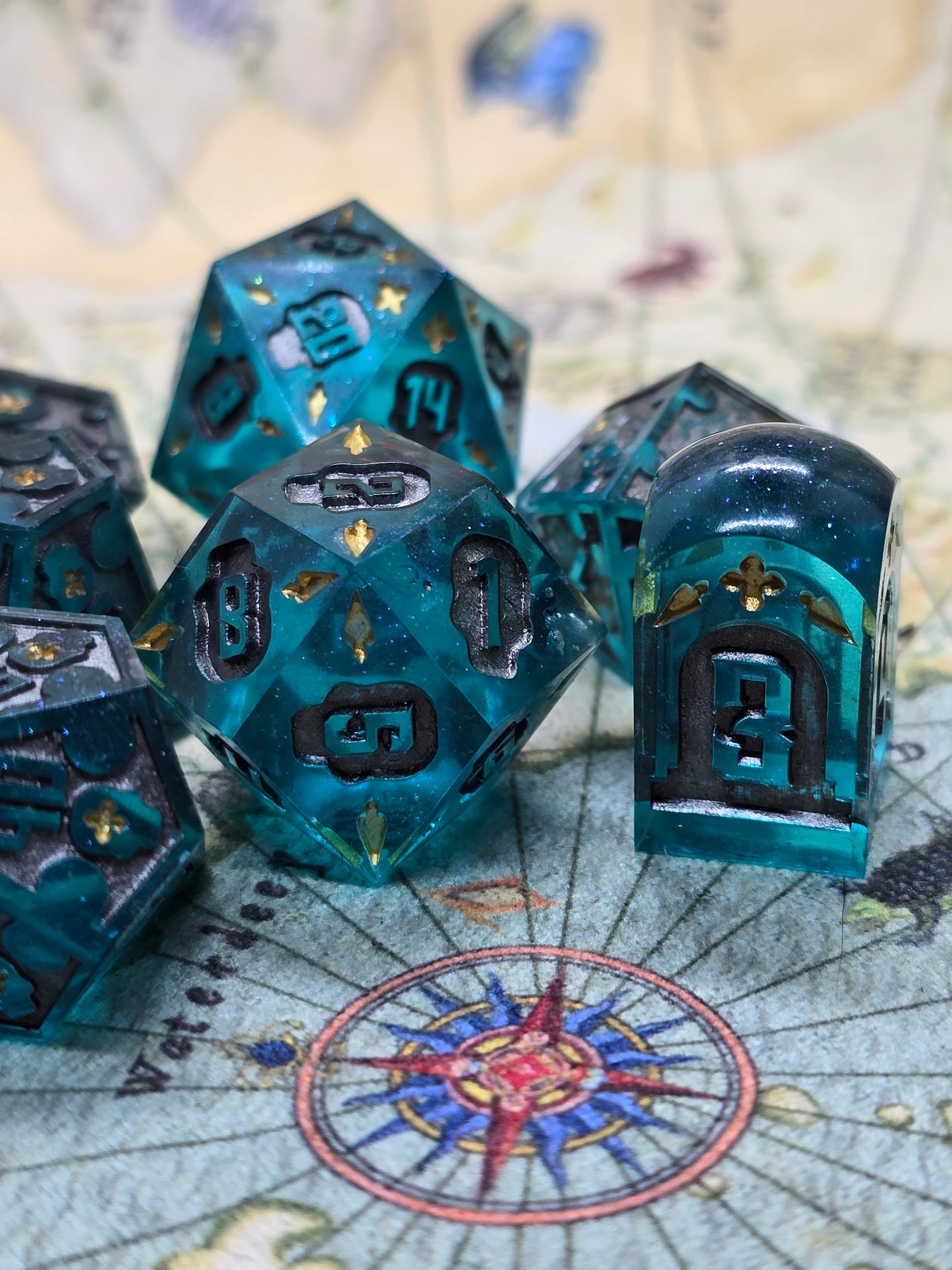 Deep waters Halloween handmade dice set