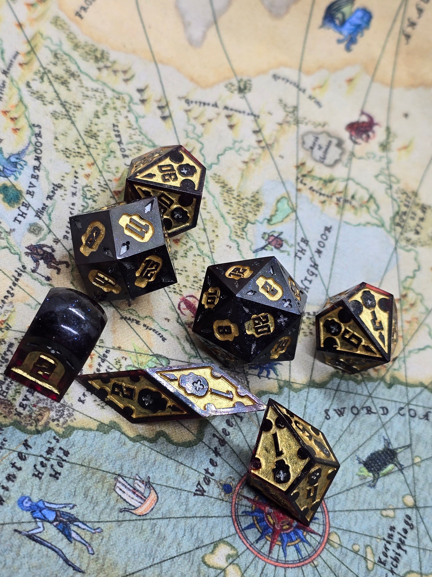 Dark blood Halloween handmade dice set