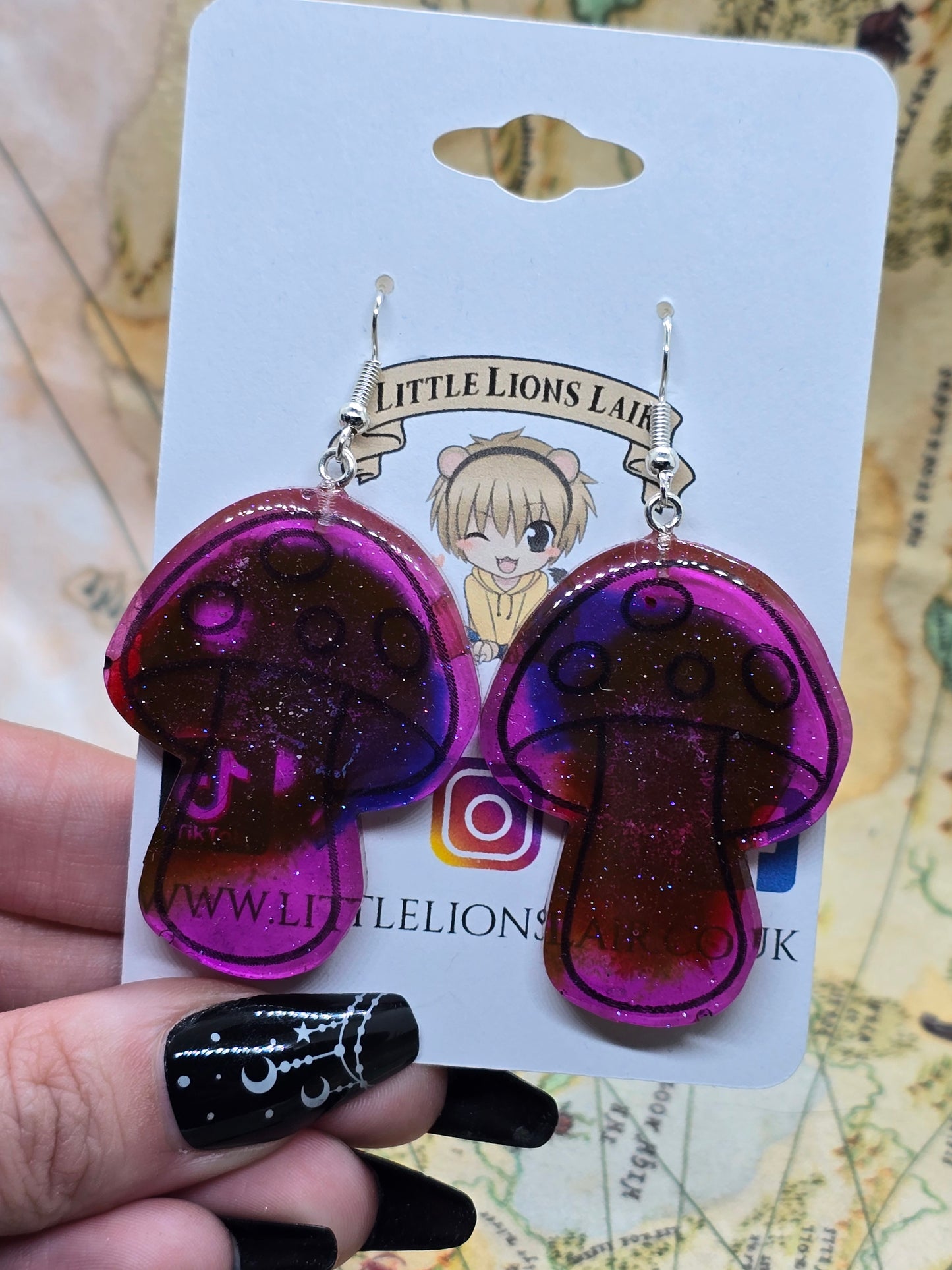 Tiedye mushroom earrings