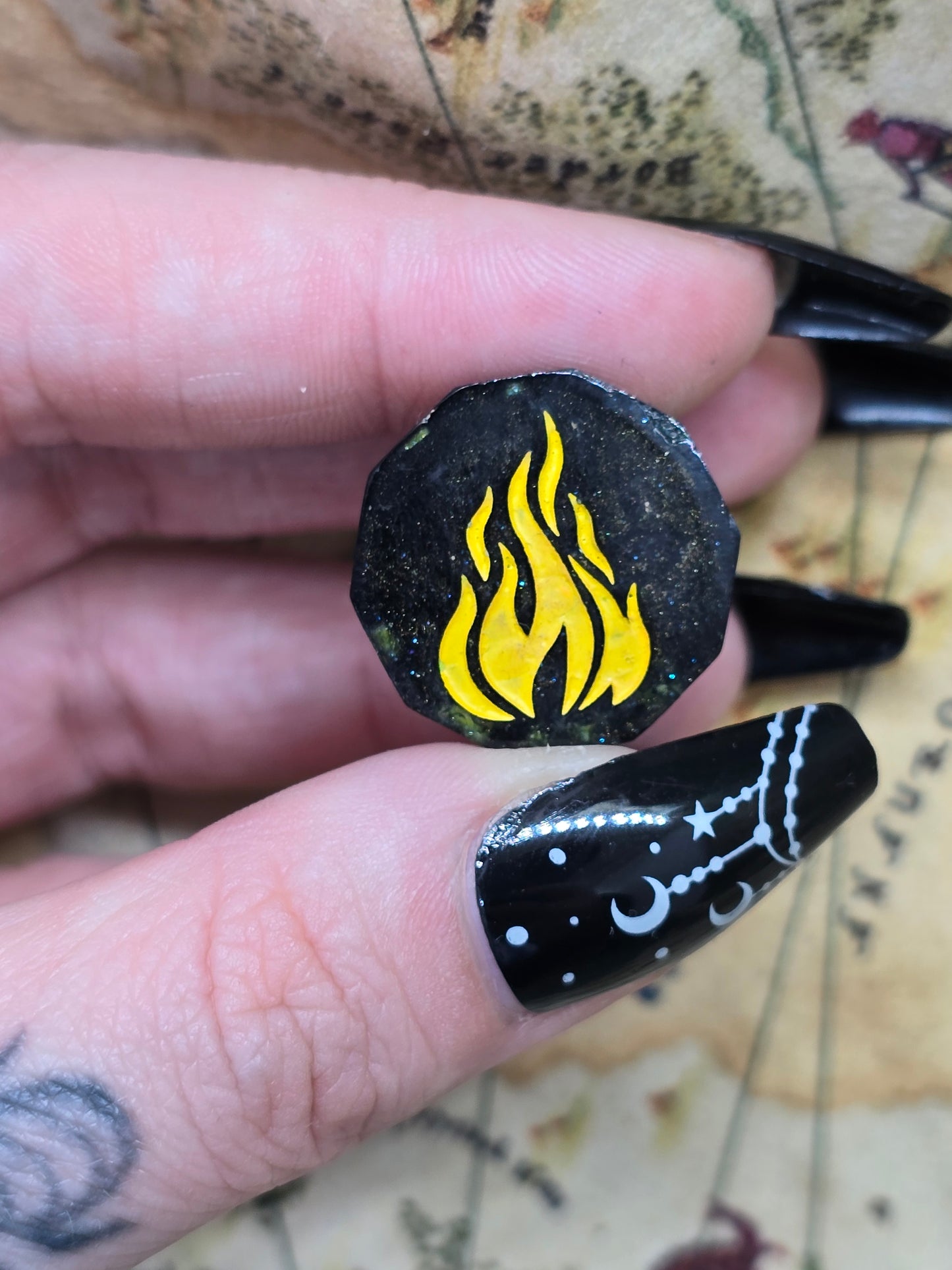 Dark treasure firebolt D10 handmade dice