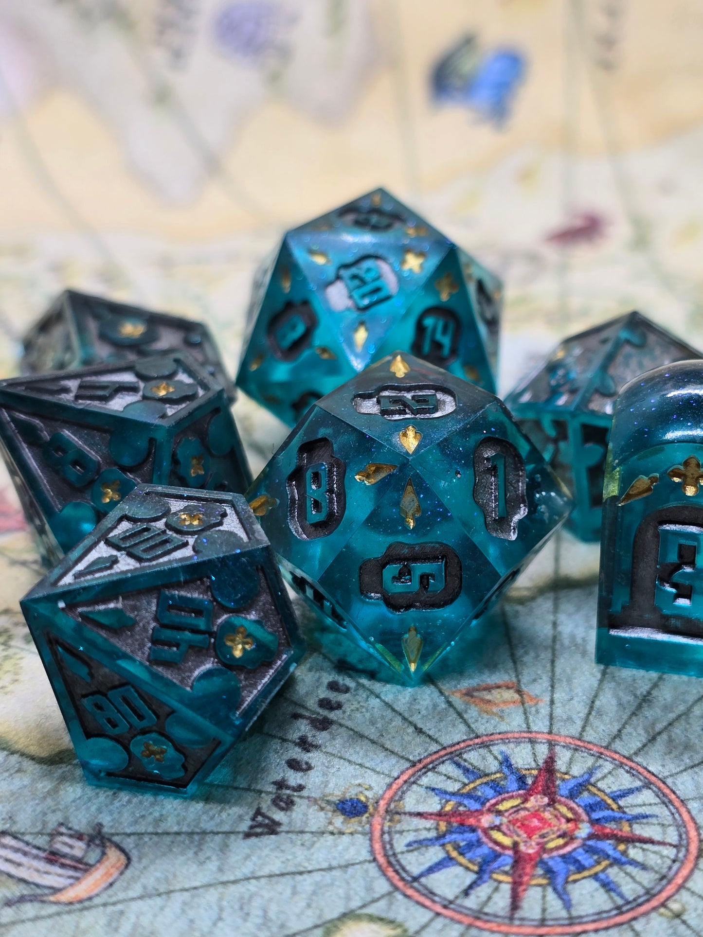 Deep waters Halloween handmade dice set