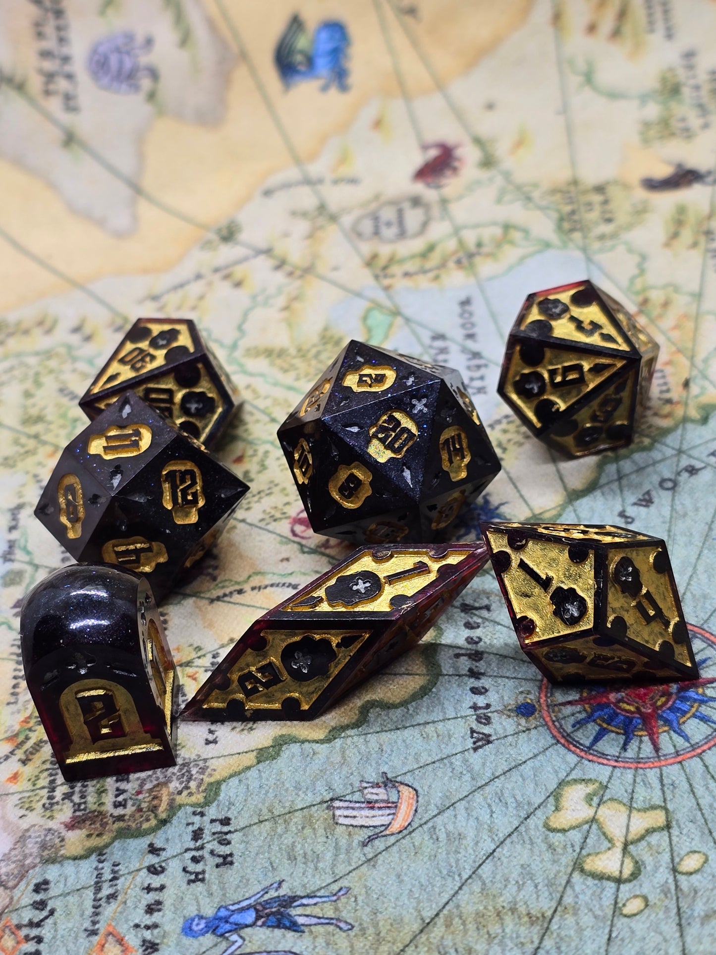 Dark blood Halloween handmade dice set