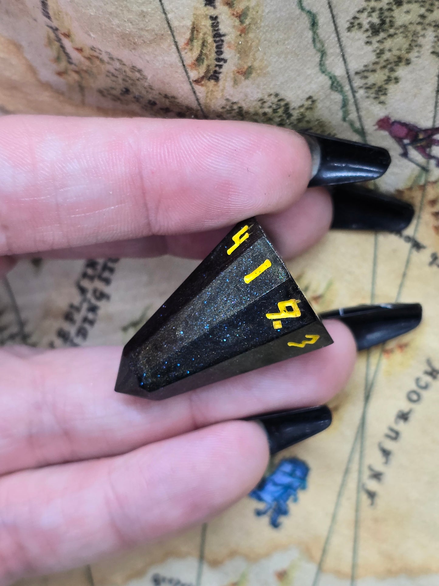 Dark treasure firebolt D10 handmade dice