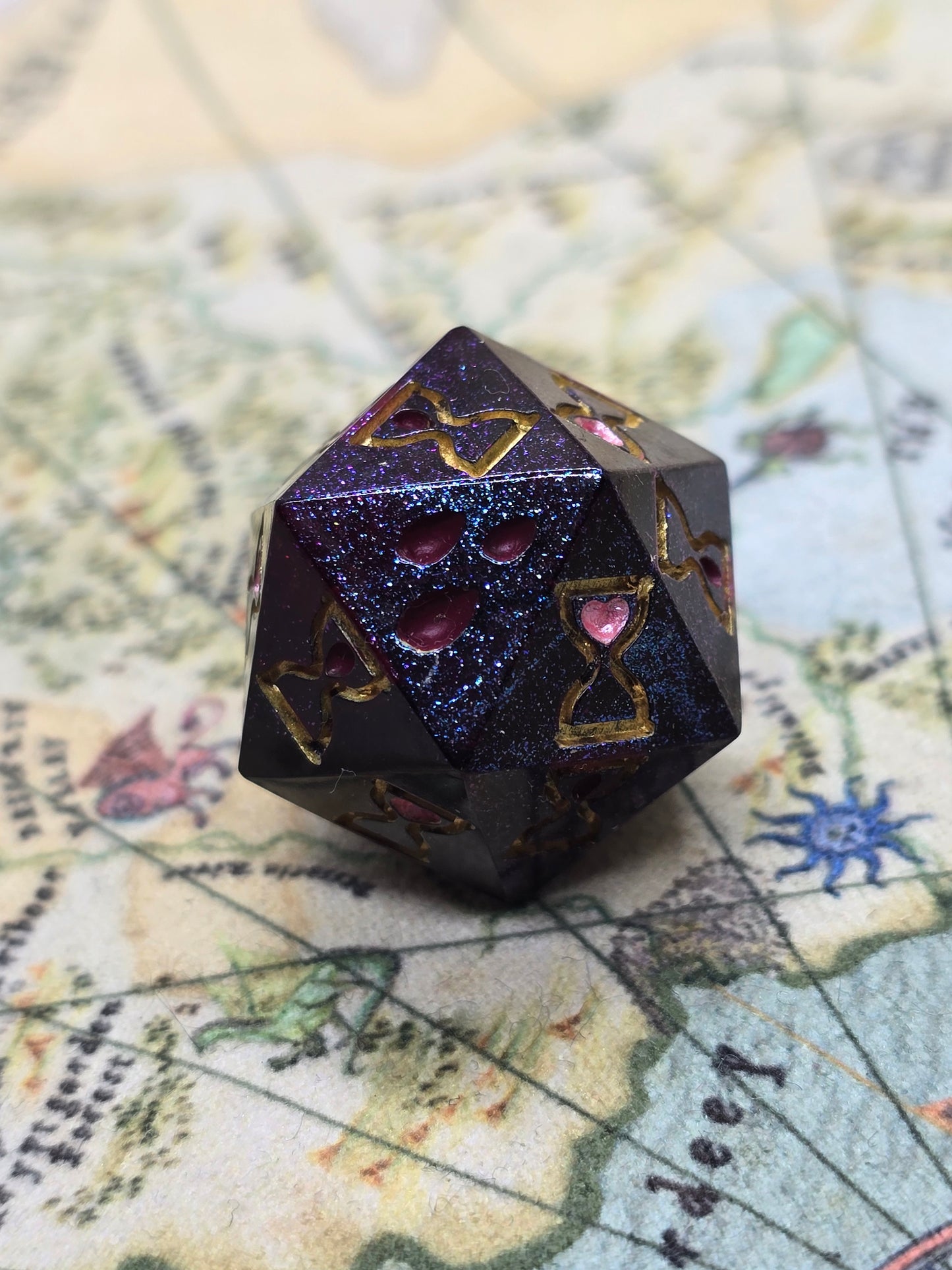 Dark and stormy death save handmade dice